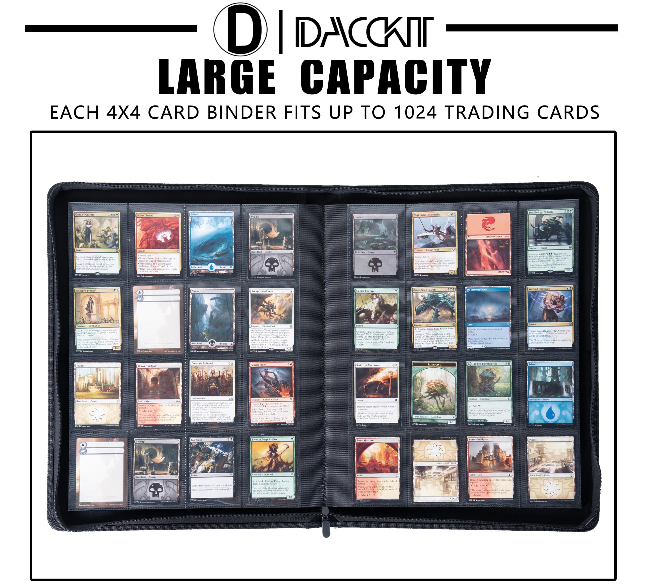 D DACCKIT Carpeta de tarjetas de 16 bolsillos, se adapta a 1024 tarjetas, álbum de tarjetas sin anillo de 4 x 4 con fundas para tarjetas coleccionables y tarjetas deportivas (modelo A, verde Asakusa)