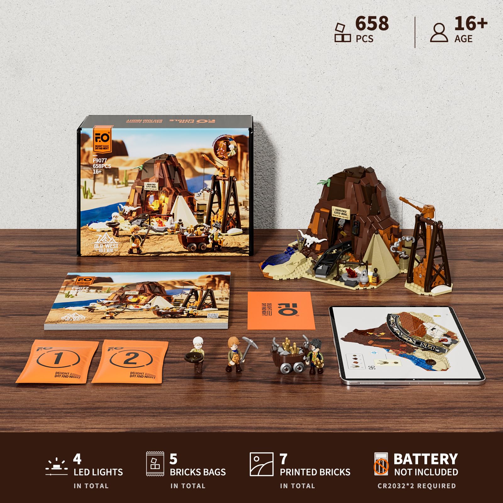 Amazon.com: FUNWHOLE Wild West Gold Mine Lighting Building-Bricks