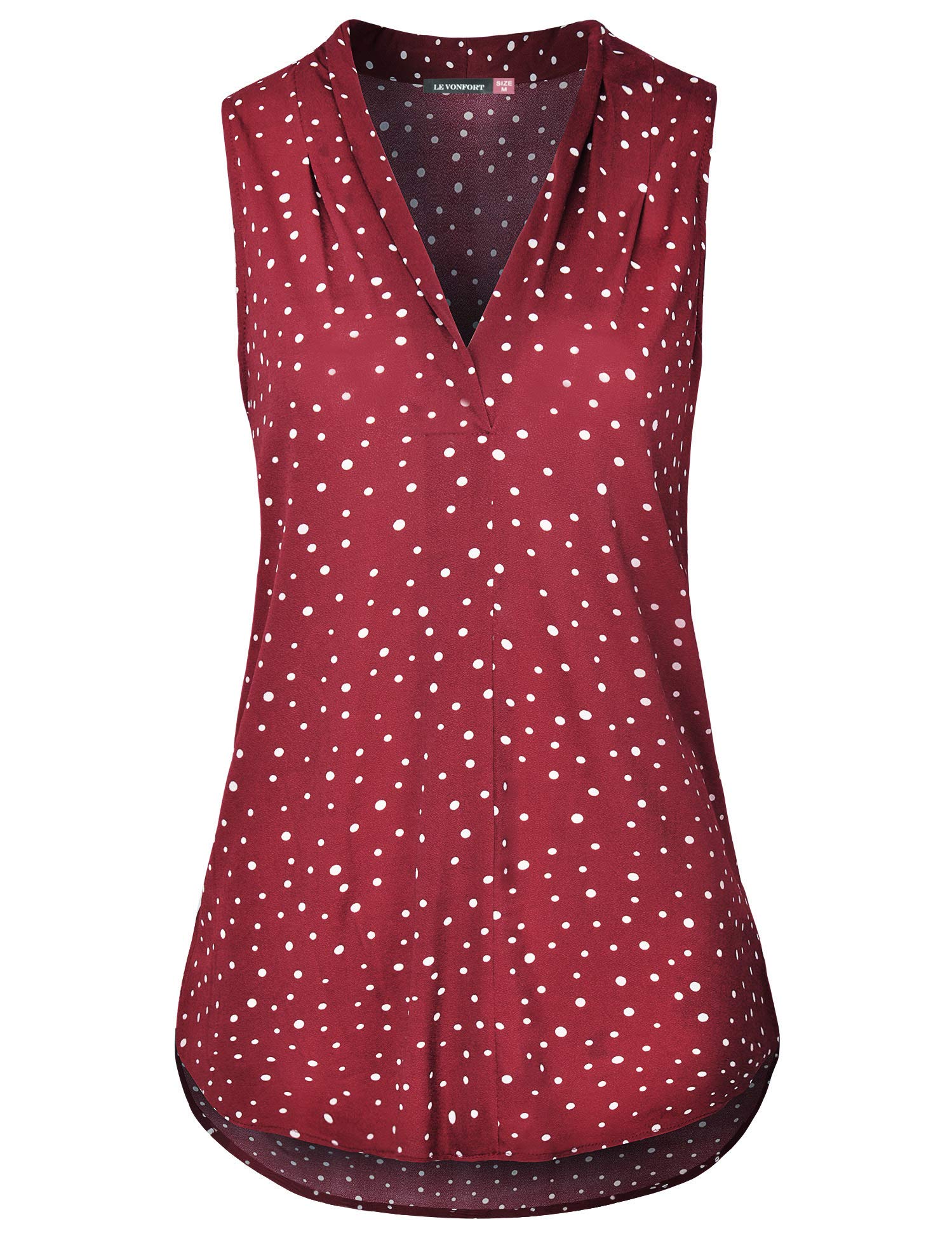 Le Vonfort Women's Casual V Neck Business Shirt Cuffed Sleeveless/Roll-Up Long Sleeve Office Work Blouse Tops