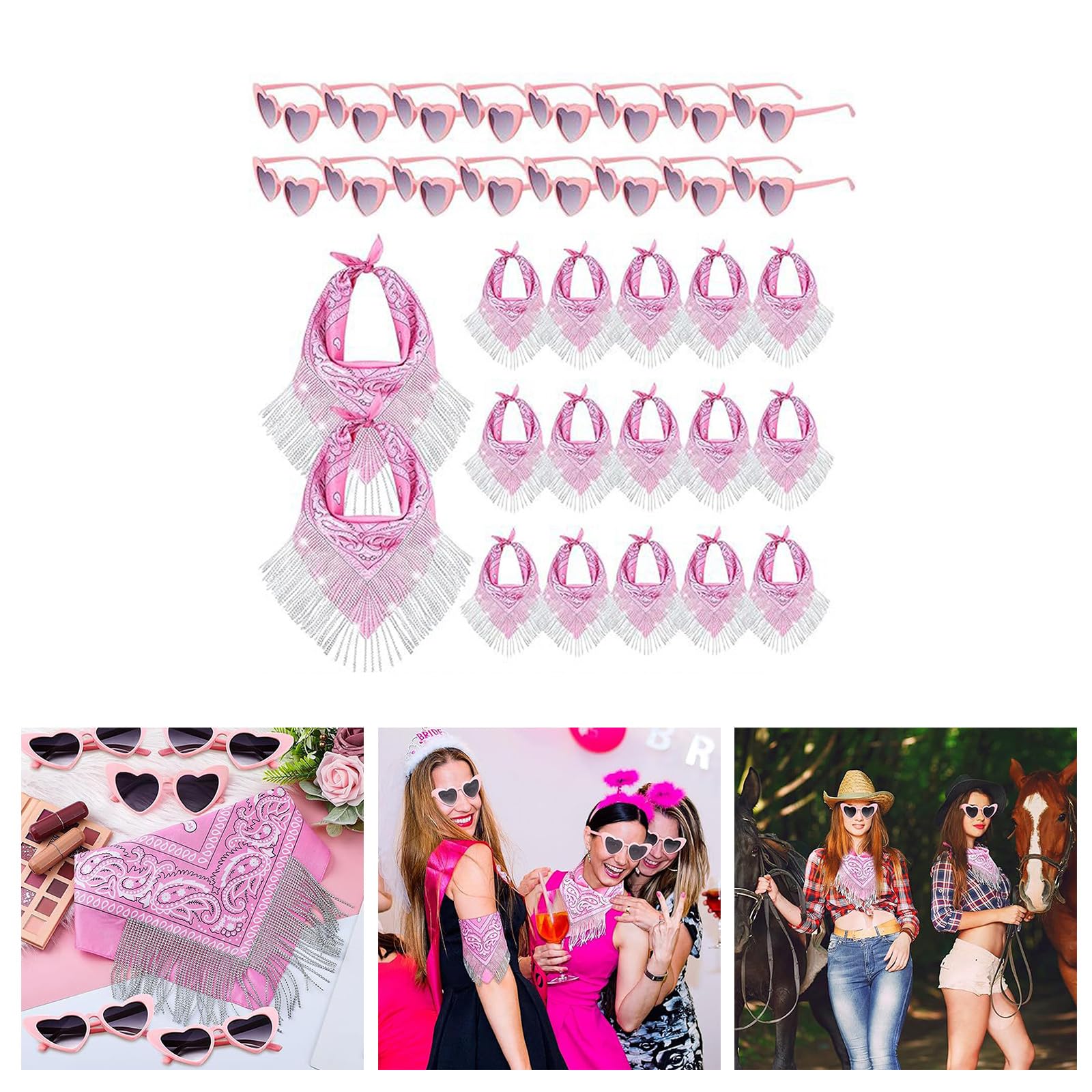 XAGMODSHN Set di 15 bandane da cowboy scintillanti, da donna, per festival musicali, decorazioni per addio al nubilato, velo, gioco di ruolo, bandana