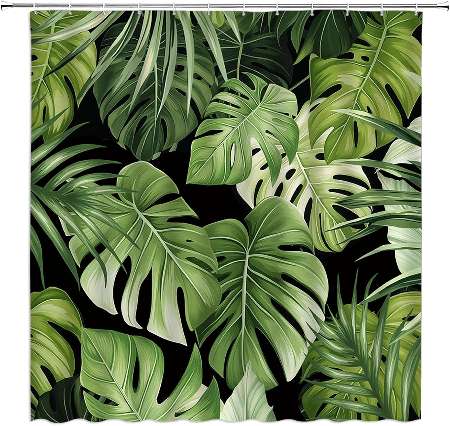 Watercolor Leaves Shower Curtain Gray Leaf Floral Eucalyptus Plant Pretty Nature Fabric Bathroom Decor with Hooks(74.8" Wx70 H)