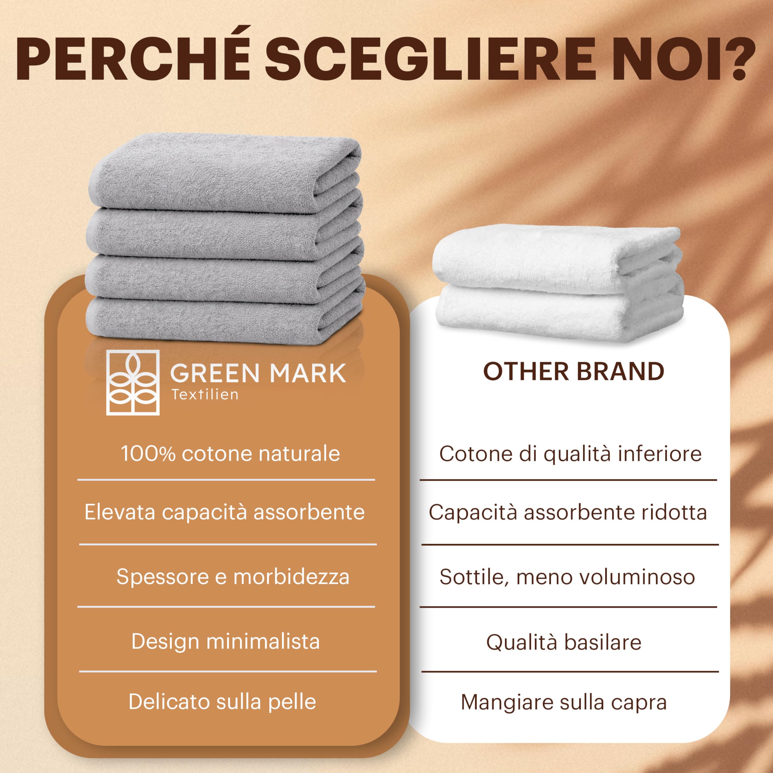 NatureMark Set da 4 teli doccia – teli doccia morbidi e assorbenti in 100% cotone, adatti all’uso quotidiano – Grigio Argento, 70x140 cm