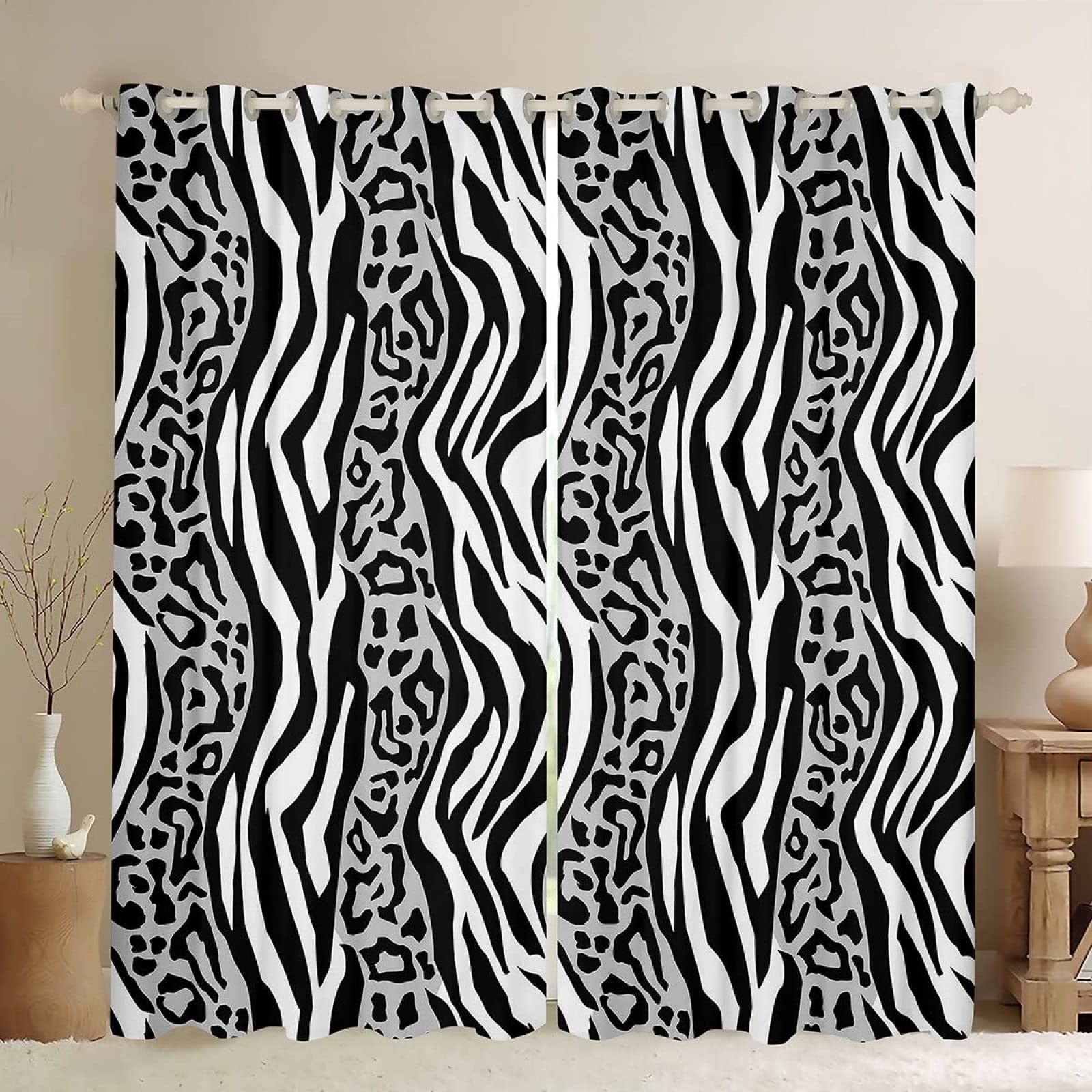 Rideaux Occultants Léopard 2 Pièces - 140x160 Cm, Thermique, Anti-UV, à Oeillets - 10