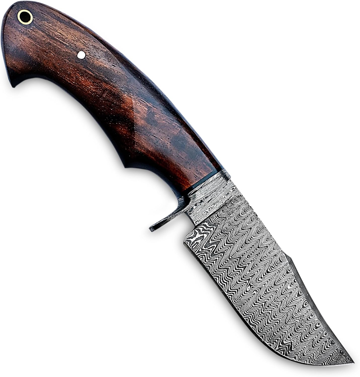 Handmade 10” Damascus Hunting Knife with Sheath - Fixed Blade Hunting Knives for Men, EDC Skinning Knife with Horizontal Carry Wood Handle Best for Survival, Camping & Outdoor - Image 3