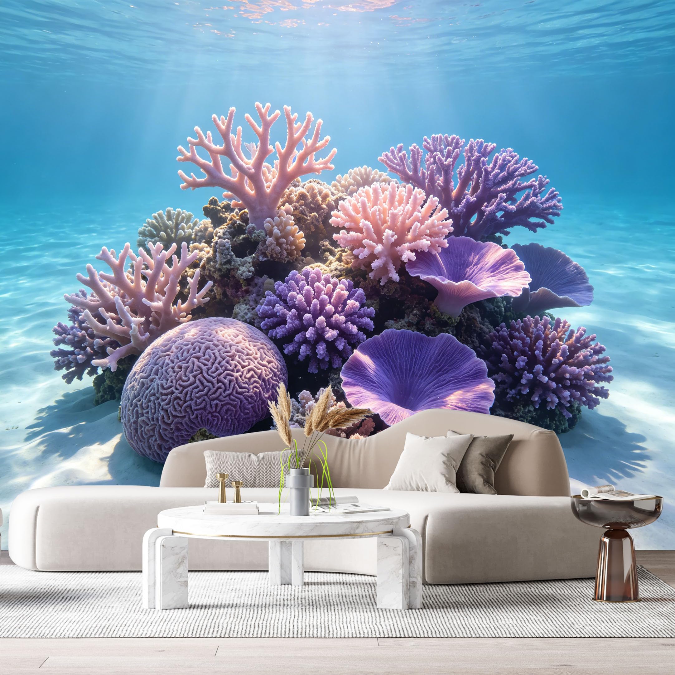 Custom Size Wall Murals Colorful Coral Reef Ocean Marine Underwater Scene SelfAdhesive Wall Fabric Removable Large Wallpaper for Photo Living Room