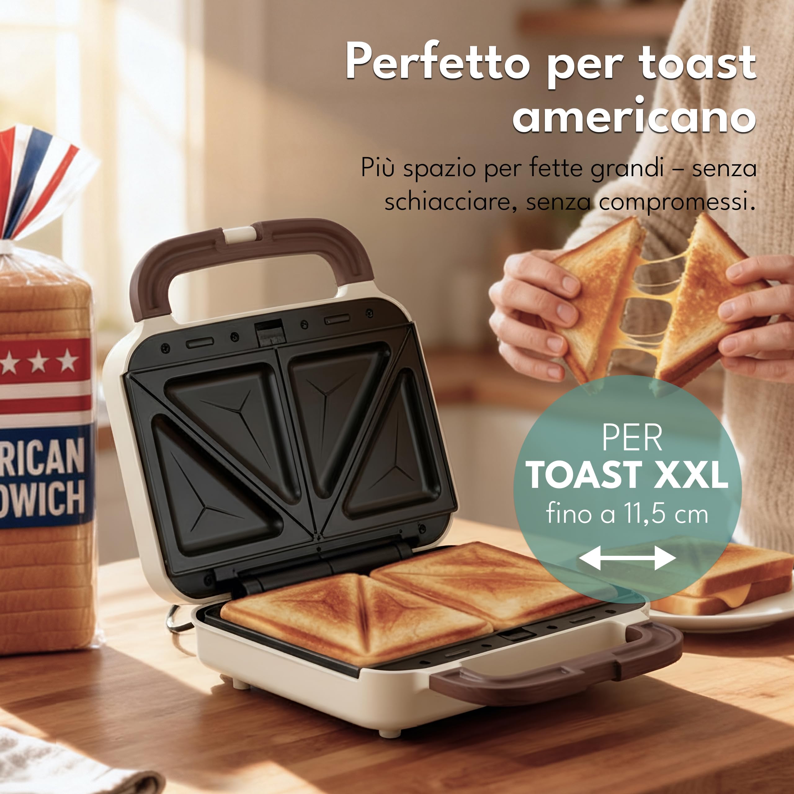 LEBENLANG Sandwich Maker 3 in 1-750 W Incl. 3 inserti per Grill, Sandwich & Waffle I Tostiera elettrica piastre 3 in 1 Piastra toast Toastiera Elettrica Waffle Maker Toaster Sandwich Griglia Toast