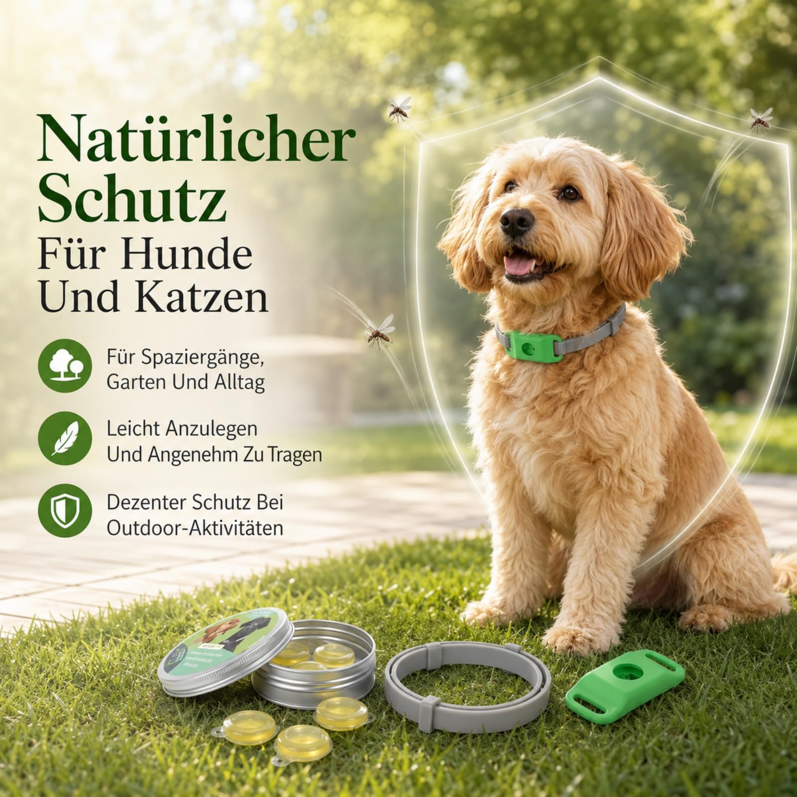 Hundehalsbandtags Für Kleine, Mittelgroße Und Große Hunde Zeckenschutz Hund Halsband, Zeckenhalsband Für Hunde Ohne Chemie, Pflanzlicher Abwehr Anhänger Gegen Flöhe Und Zecken Für Spaziergang (1PCS)