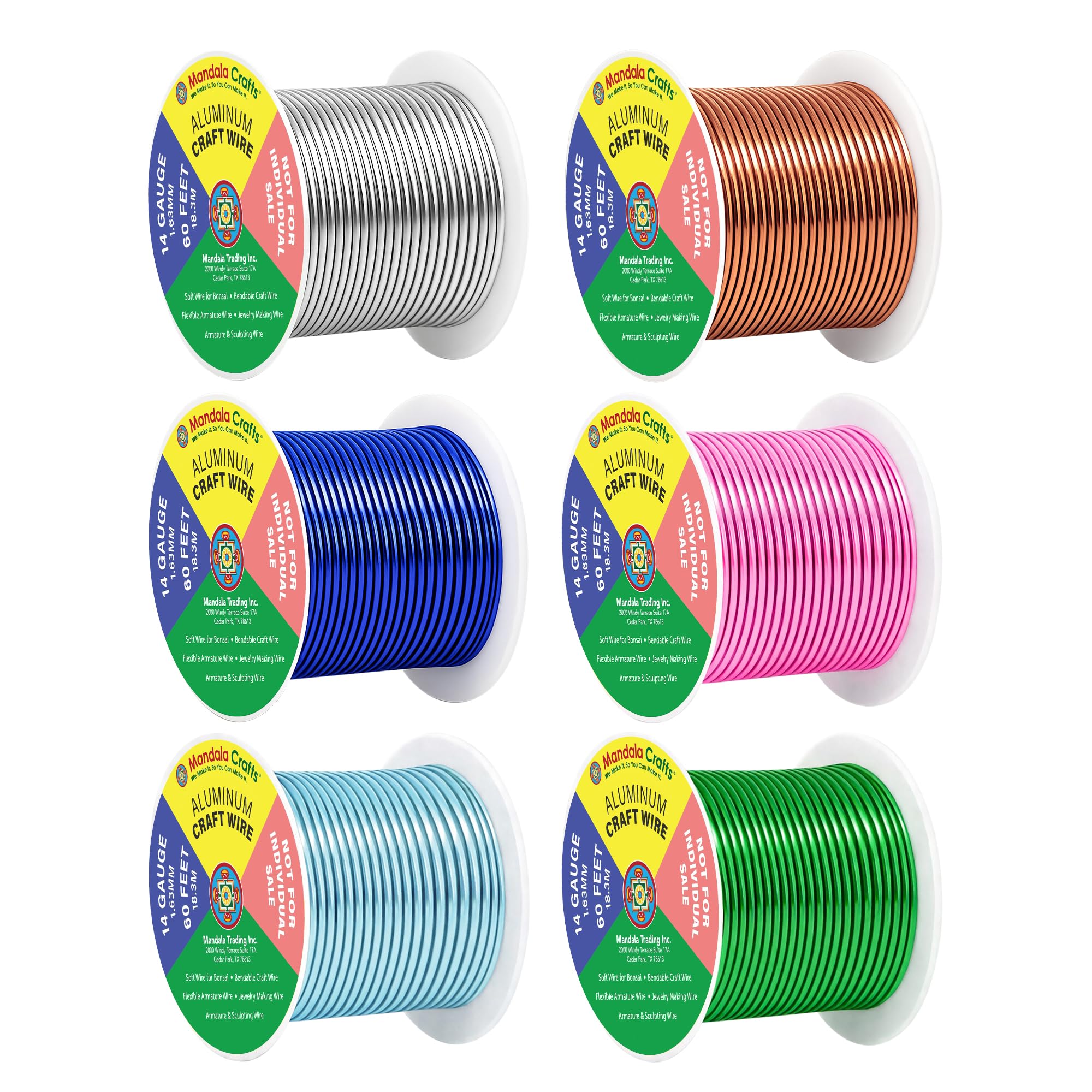 Mandala Crafts 14 GA Pink Green Blue Assorted Anodized Aluminum Craft Wire