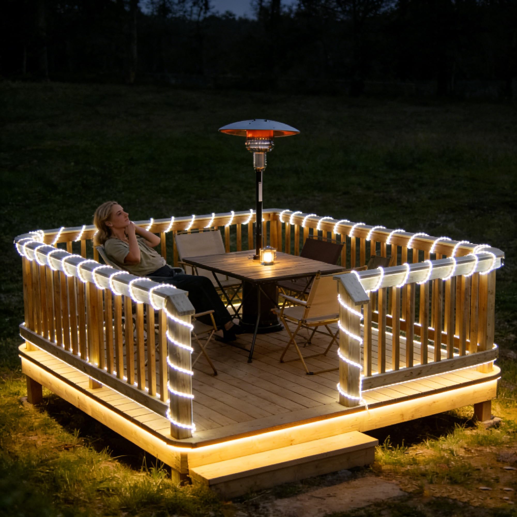 Cuerda de luces LED impermeables, conectable y flexible con 8 modos, iluminación exterior para cubierta, jardín, piscina, patio y decoración de Navidad (blanco, 20 pies)