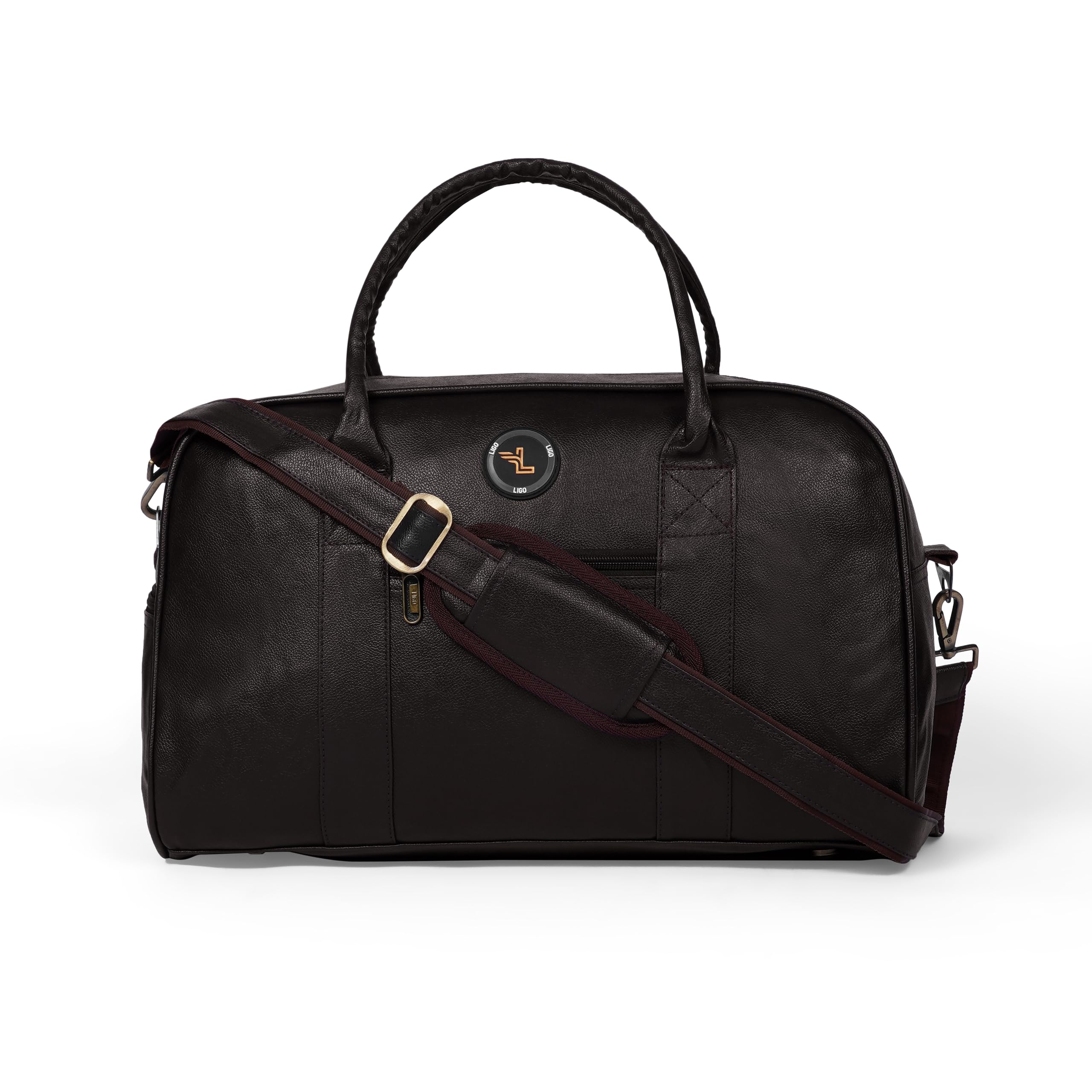 PU Duffle Bag for Travel | 45 Liter Luggage Duffel for Men and Women | Brown-image-19