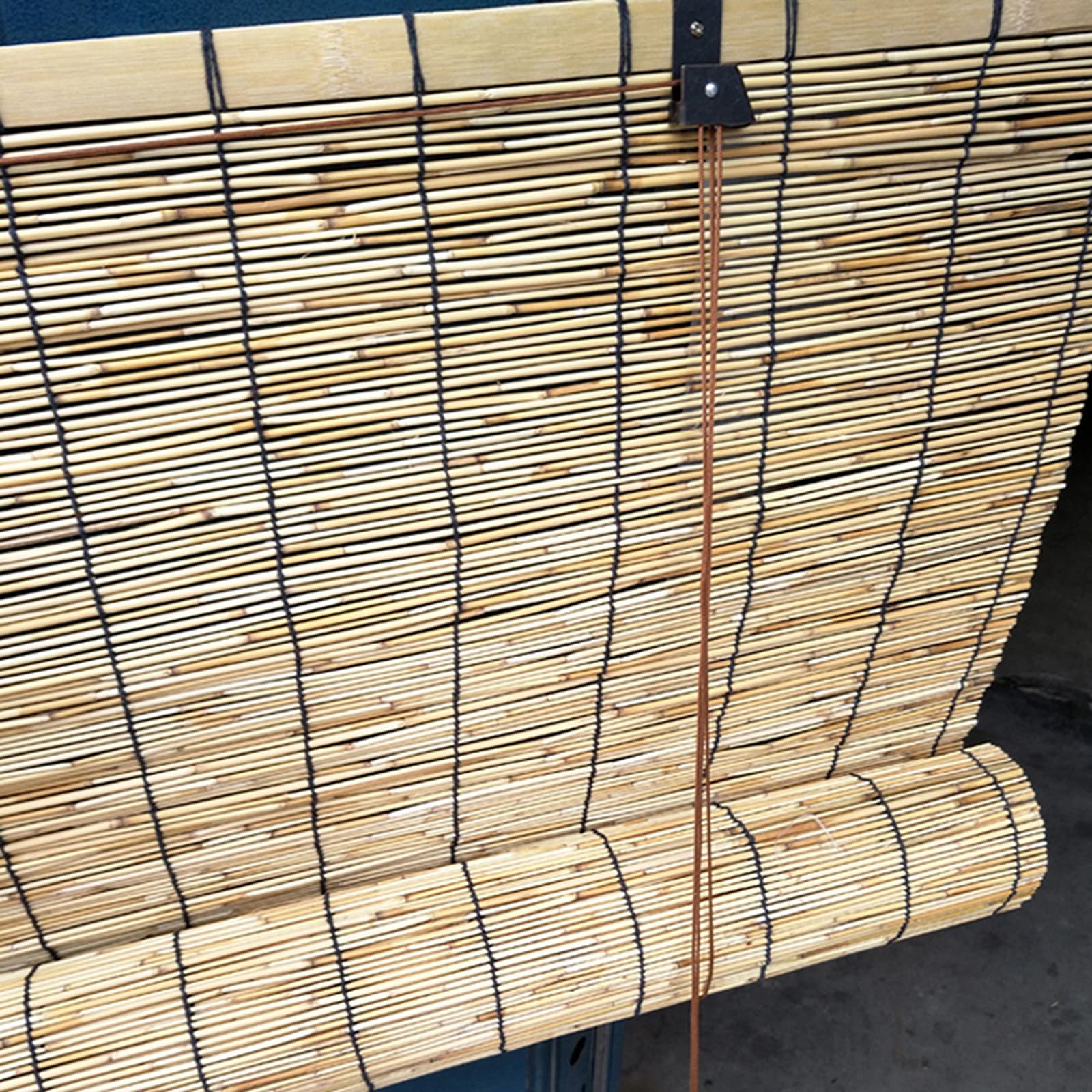 Tenda filtrante in bambù con tirante laterale, tessuto a mano, per esterni/terrazze, traspirante, impermeabile, 90 x 230 cm