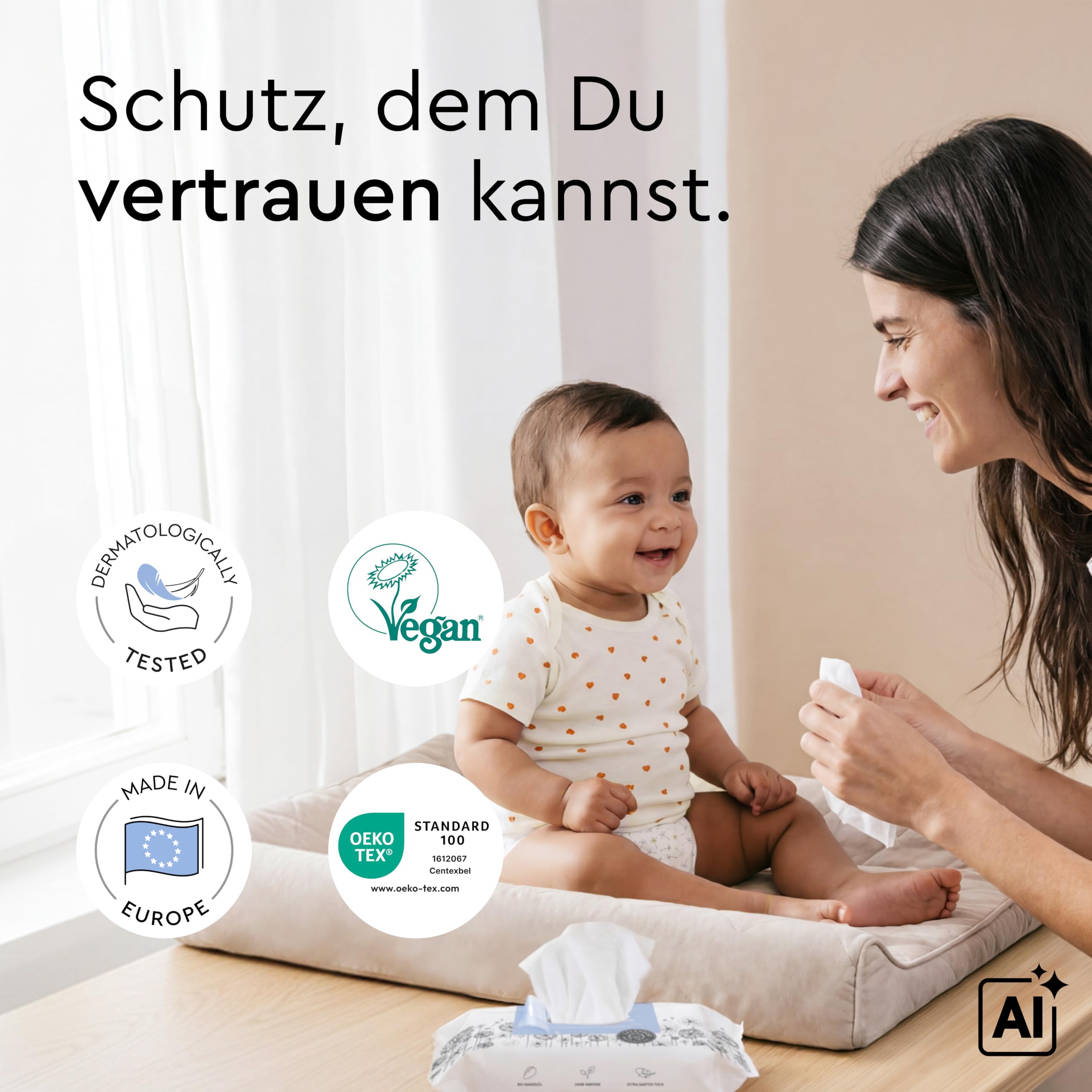 LILLYDOO Baby Feuchttücher mit 99% Wasser, 600 Stück (10 x 60), 100% plastikfreies Tuch, ohne Parfüme & mild wie Watte und Wasser