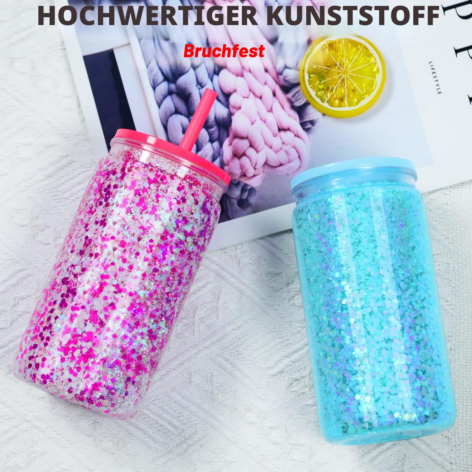 Acryl-Schneekugel-Becher, 473 ml, vorgebohrt, doppelwandig, Kunststoff, transparent, für Glitzer-Schneekugel zum Selbermachen, doppelwandige Kunststoff-Schneekugelbecher mit transparentem
