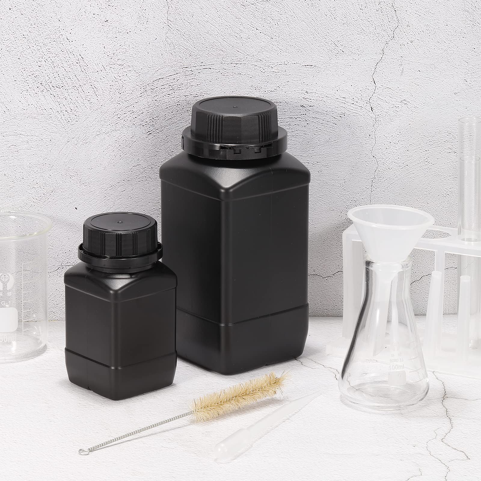 YOKIVE 5 Pezzi Bottiglie Per Reagenti Chimici, Contenitori Per Laboratorio Con Bocca Larga | Conservazionliquidi, Ideali Per Laboratorio, Negozi, Fabbrica (Nero, 34-Oz)
