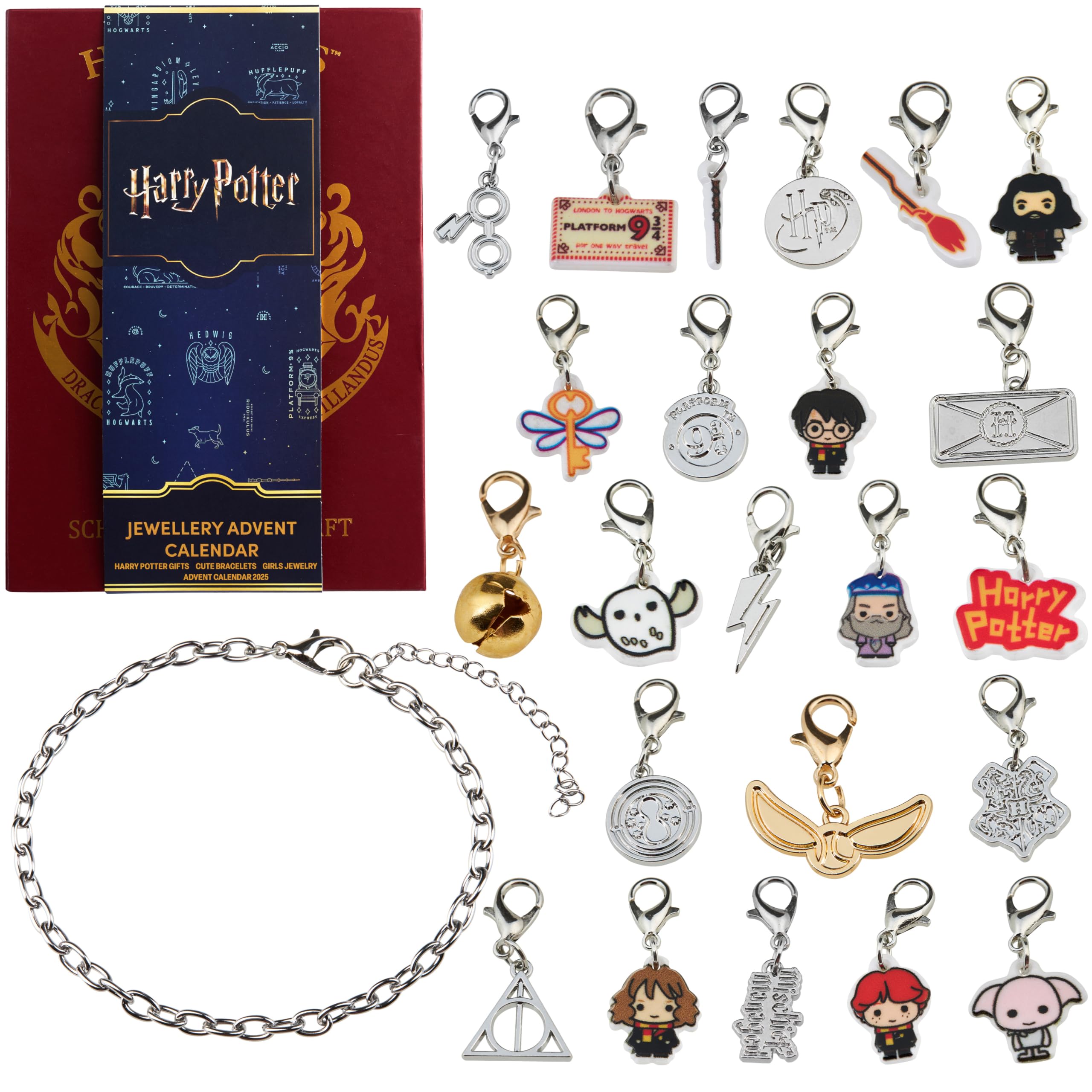 Harry Potter Advent Calendar 2025 for Girls Teens Jewellery Christmas Countdown Calendar, Bracelet & Charms