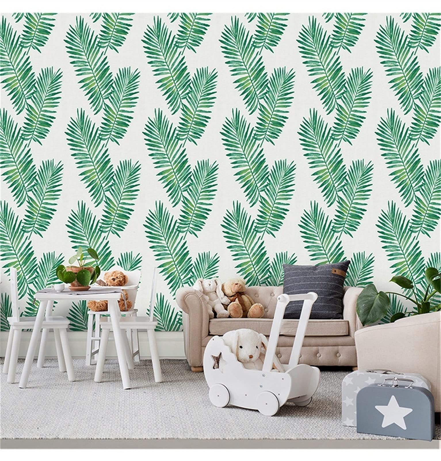 Pegatinas de Pared Papel Pintado de Hoja Verde Autoadhesivo removible Bricolaje Pegatinas de Pared Sala de Estar Dormitorio Decoración Art Mural Home Design Adhesivos Pared