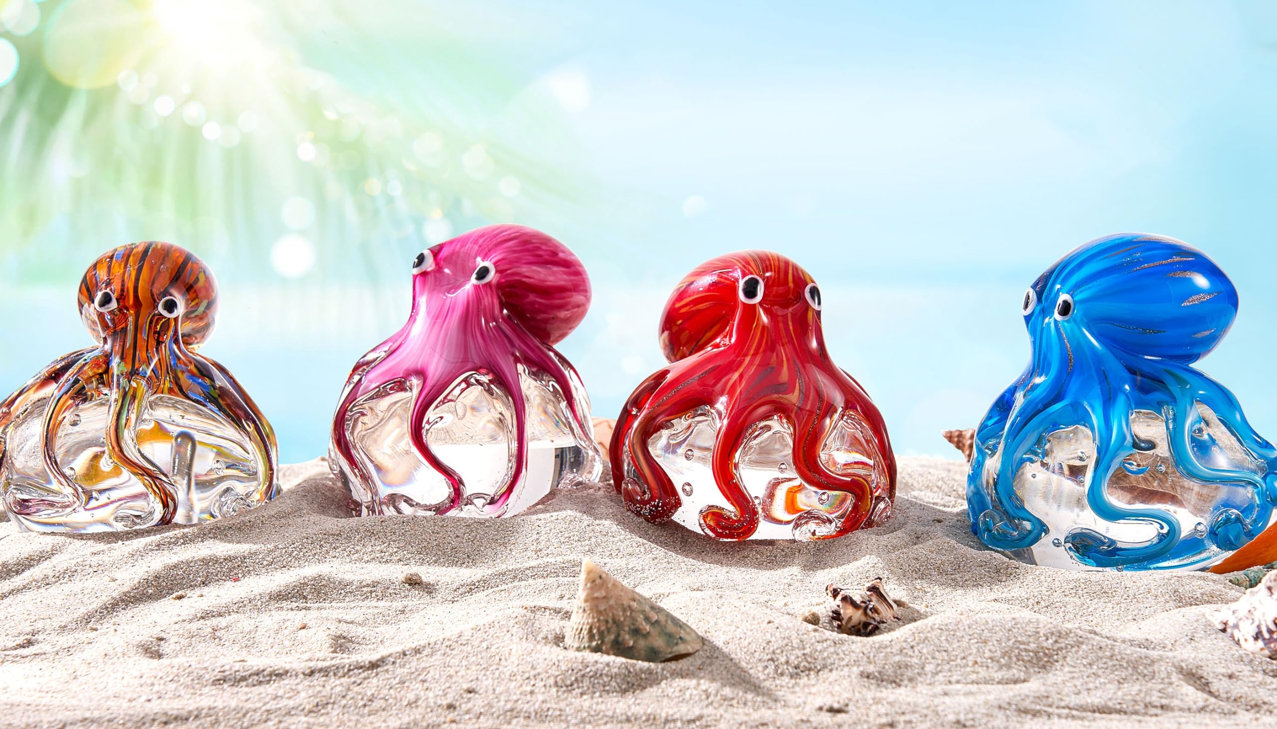 Figura de pulpo soplado de vidrio marino para acuario colección regalo pisapapeles oficina
