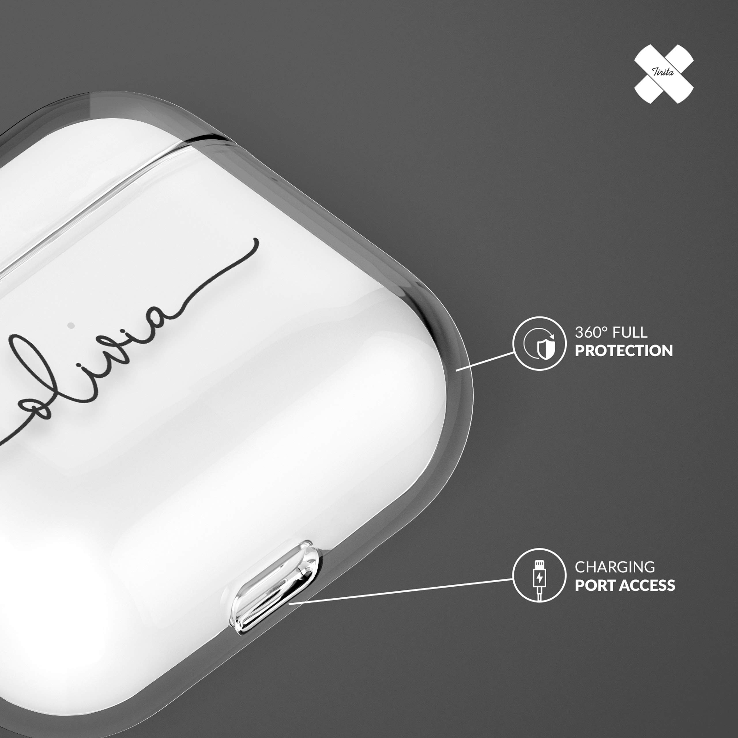 Tirita Personalised Custom Case Compatible with Apple AirPods 4th gen, Support Wireless Charging, with Carabiner, Front LED Visible [14- Golden Bee] — view 80