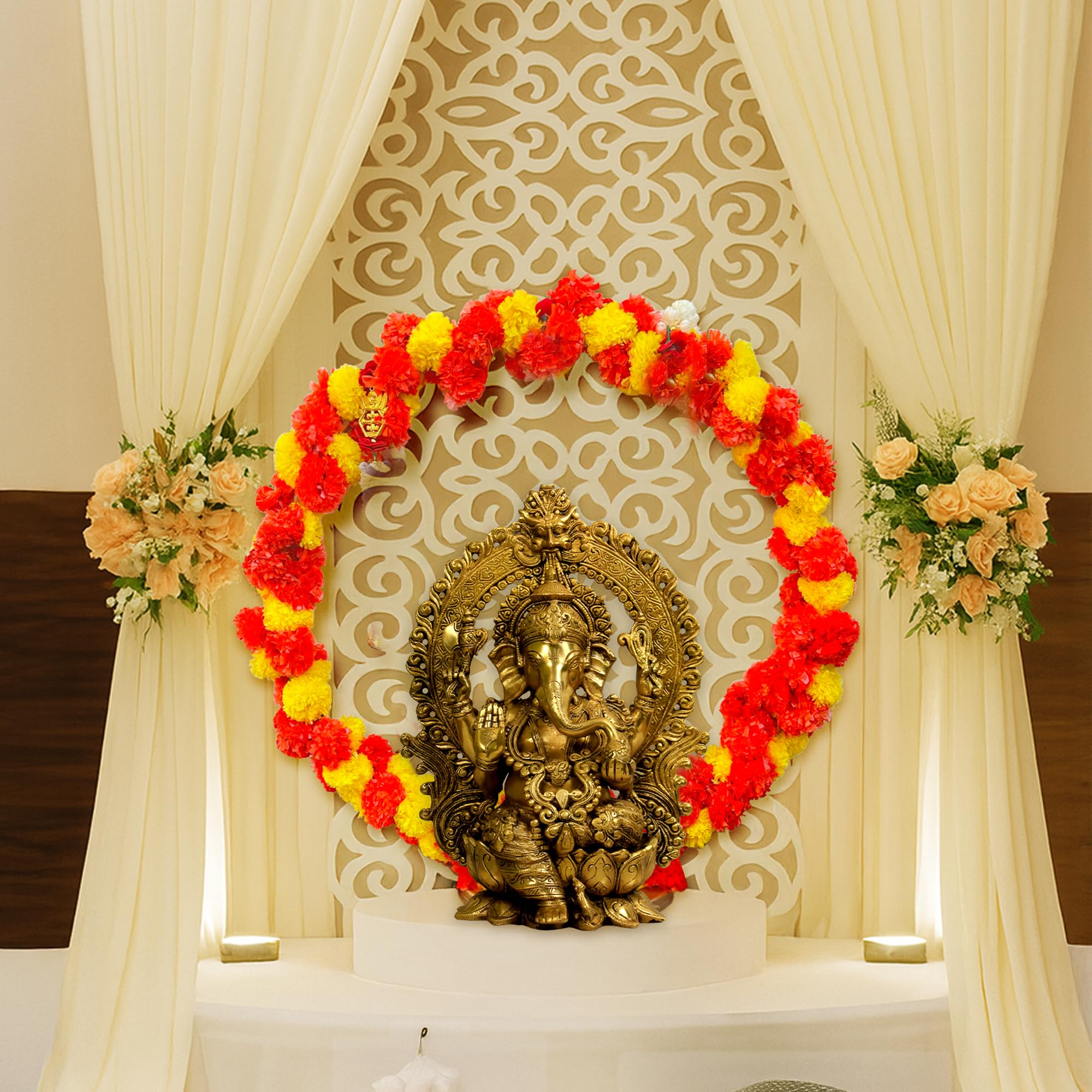 SpecialYou® Ganpati Decoration Setup for Home Decor with PVC Stand for Ganesh Chaturthi Decoration Setup, Ganpati Decorations Backdrop Stand, Ganesh Decorations Items for Home-9 pcs