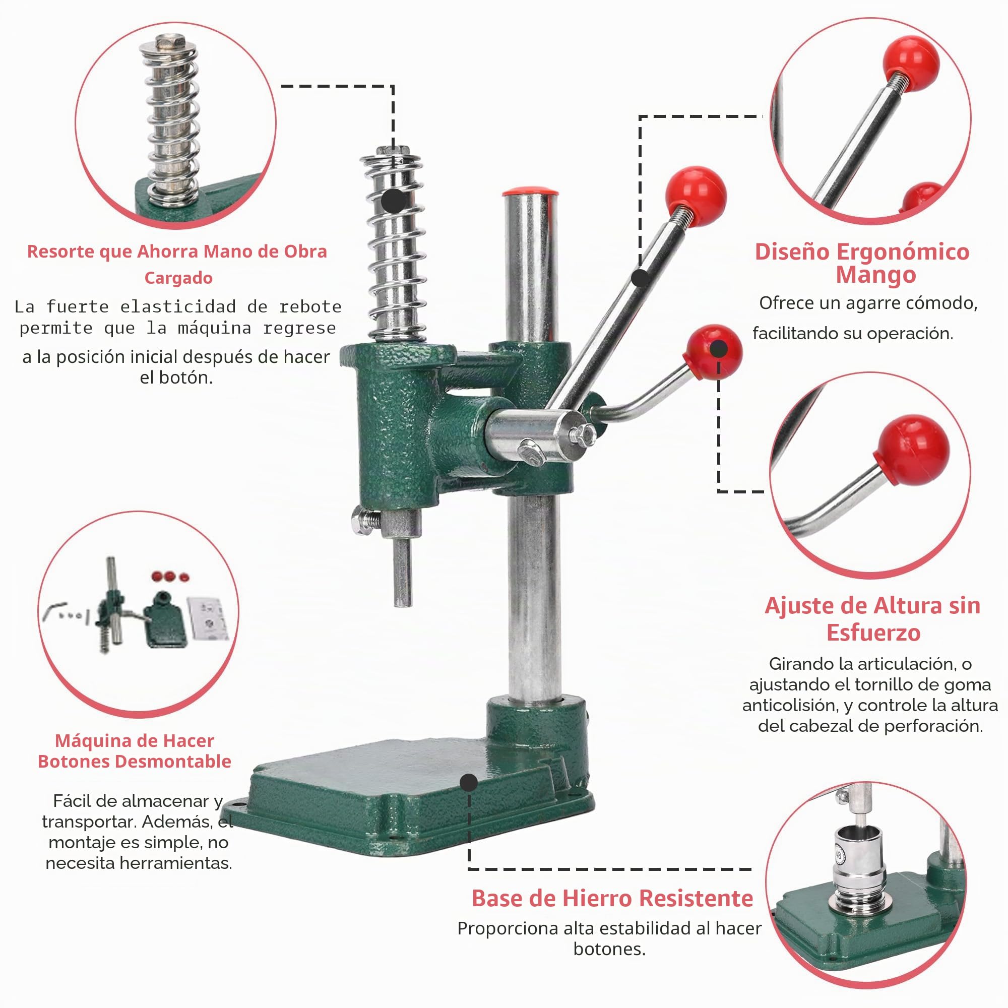 Máquina para Forrar Botones de Tela Hecha a Mano con 3 Moldes (18 mm, 25 mm, 30 mm) y 300 Piezas