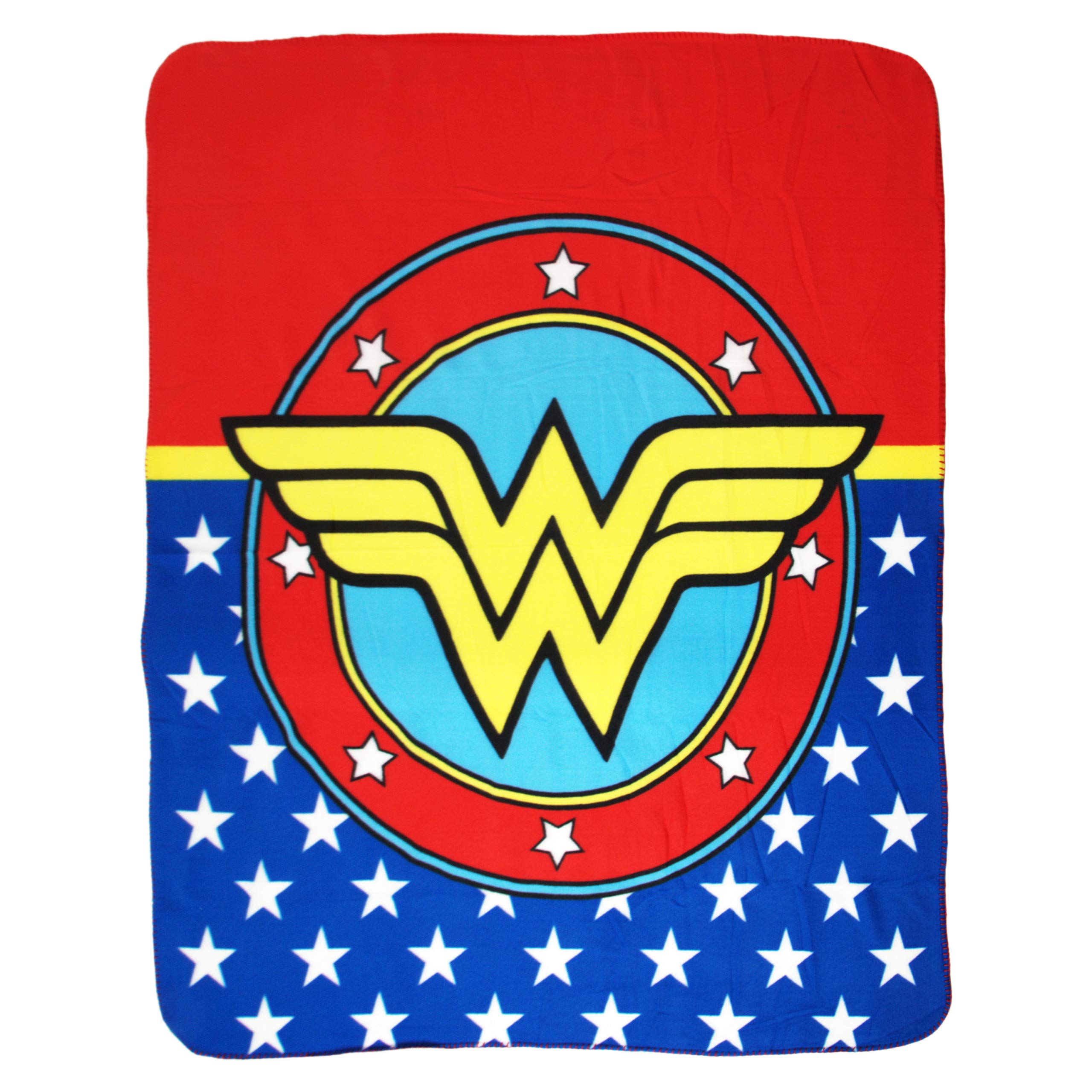 JPI Fleece Throw Blanket - Wonder Woman Logo - Lightweight Faux Fur Fleece Blanket Large 50"x 60" - For Beds, Sofa, Couch, Picnic, Travel, Camping