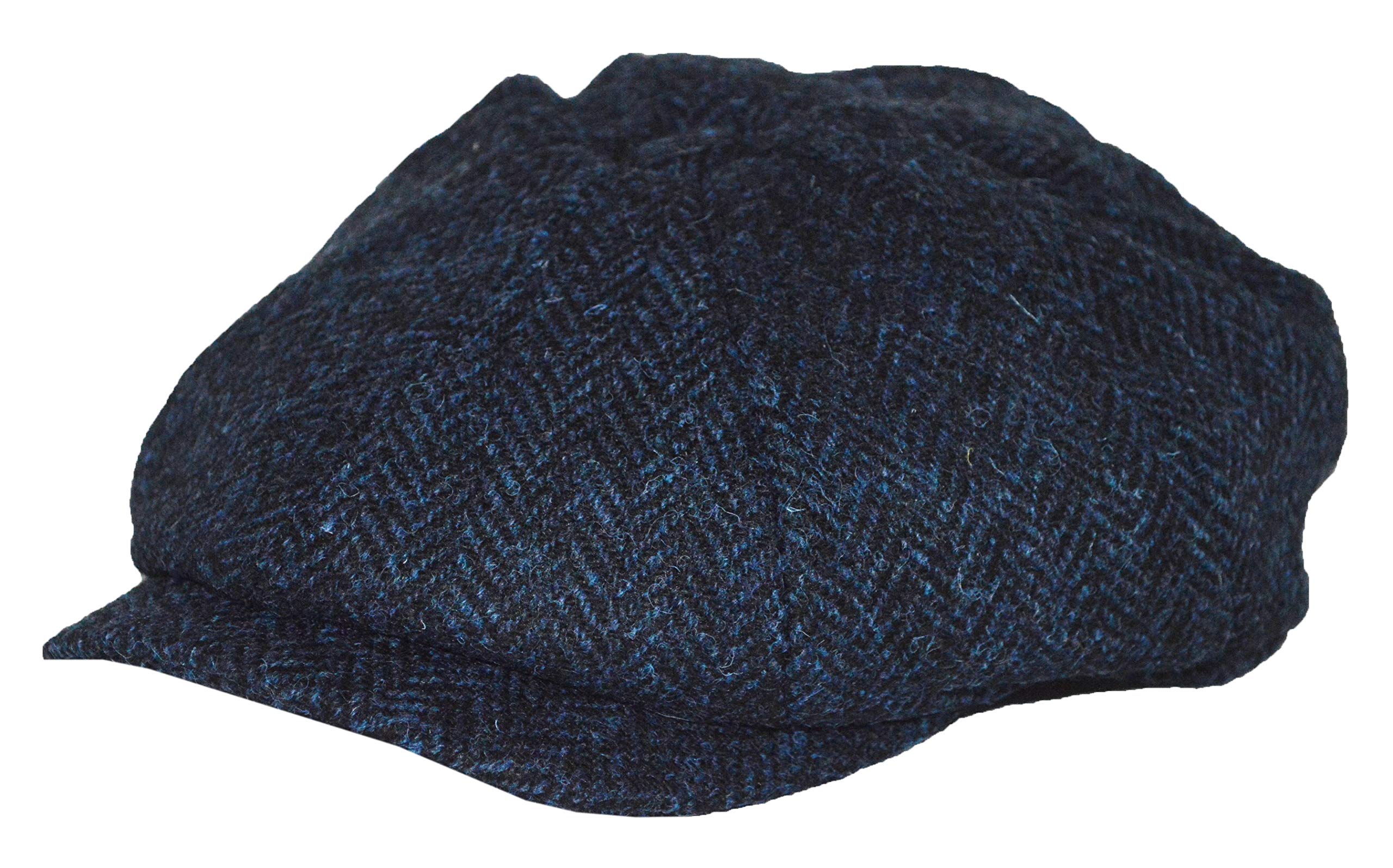 Carloway Bakerboy Hat in Blue Herringbone (3302) Harris Tweed - Failsworth (58cm)