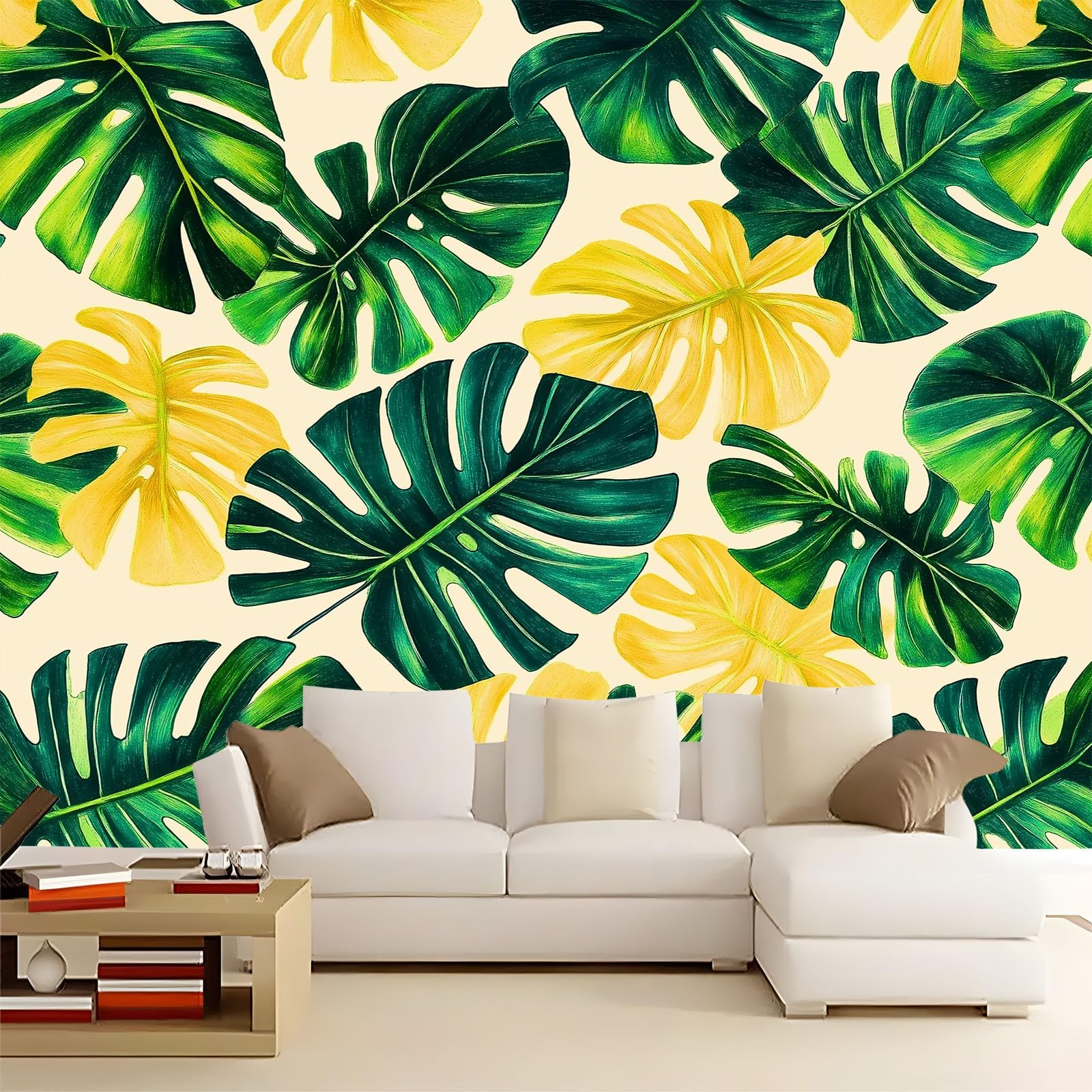 Panoramiczna tapeta Monstera 400x280 cm tapeta ścienna z włókniny, gigantyczny plakat ścienny 3D, do salonu pokój dziecięcy restauracja dekoracja ścienna