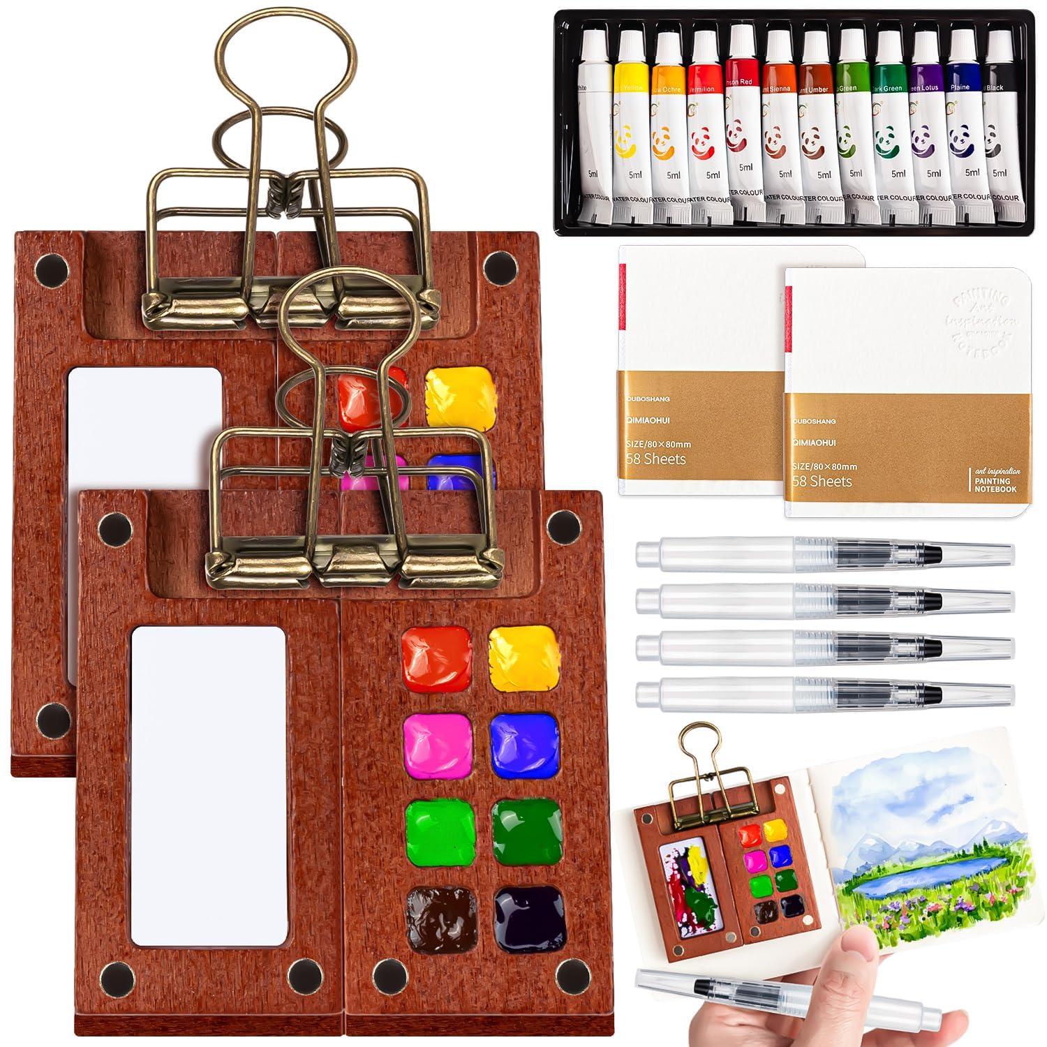 Mini Watercolor Paint Set - Travel Art Kit -1