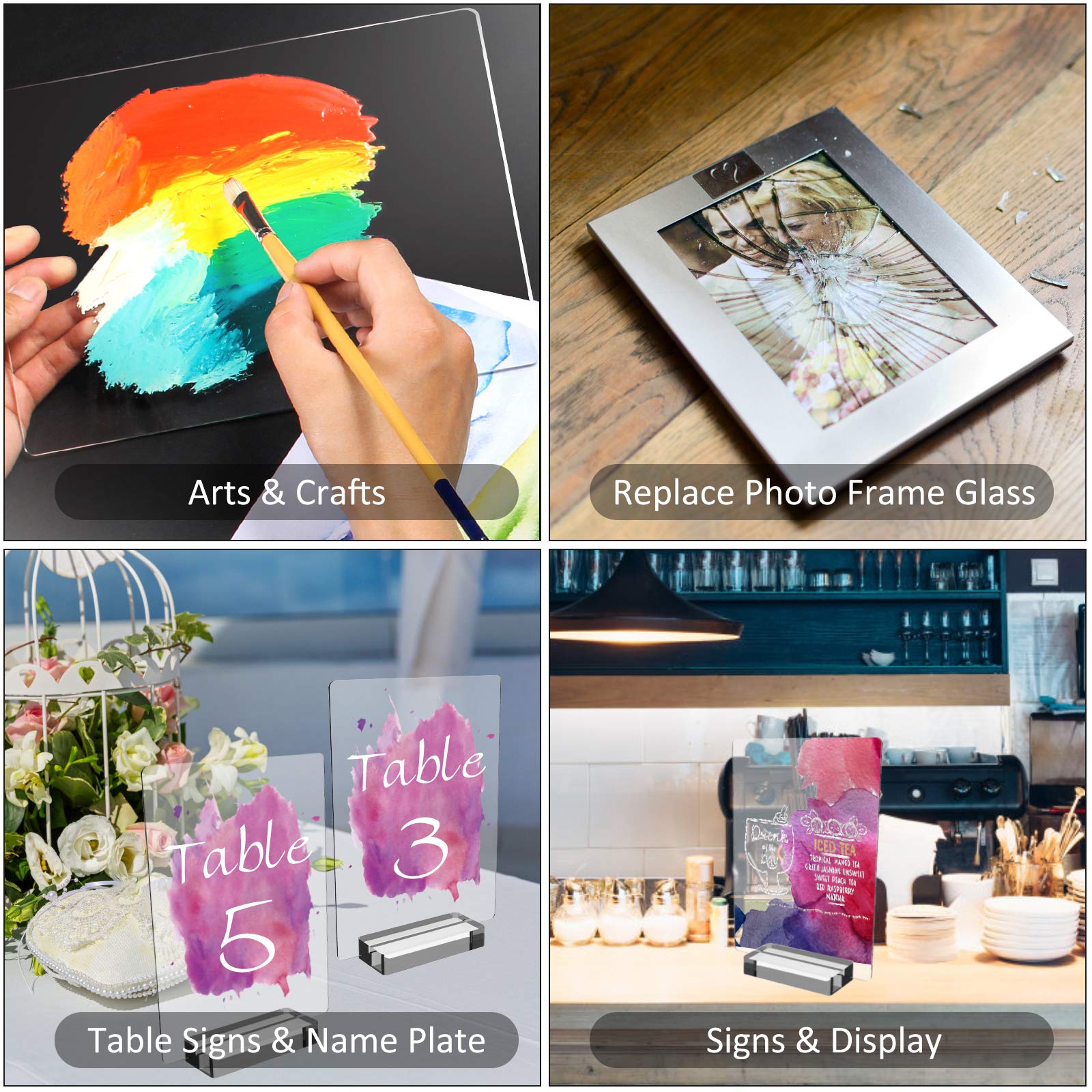 5 Pieces 8x10 PET Plastic Sheet Plexiglass Panels 0.040