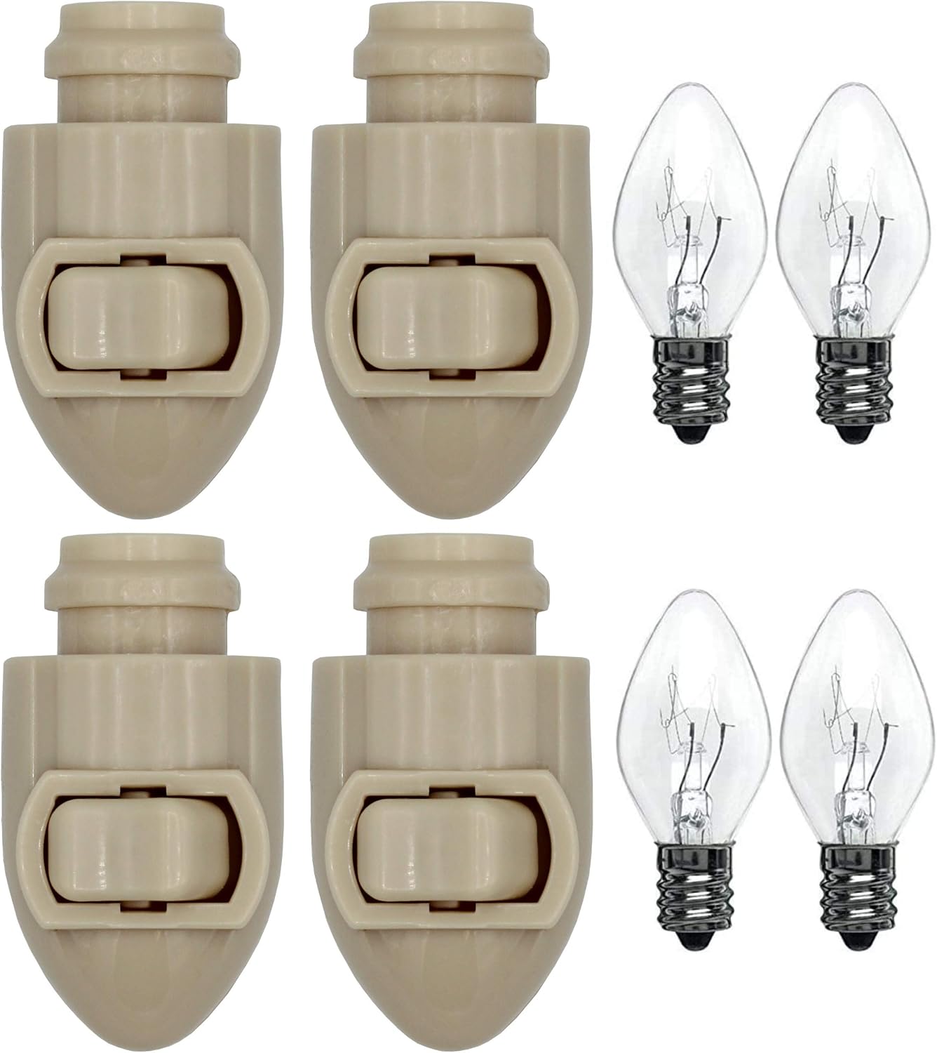 Creative Hobbies Plug in Night Light Module Includes 4 Watt Bulb, Ivory Plastic, Great for Making Your Own DIY Decorative Night Lights, Pack of 4