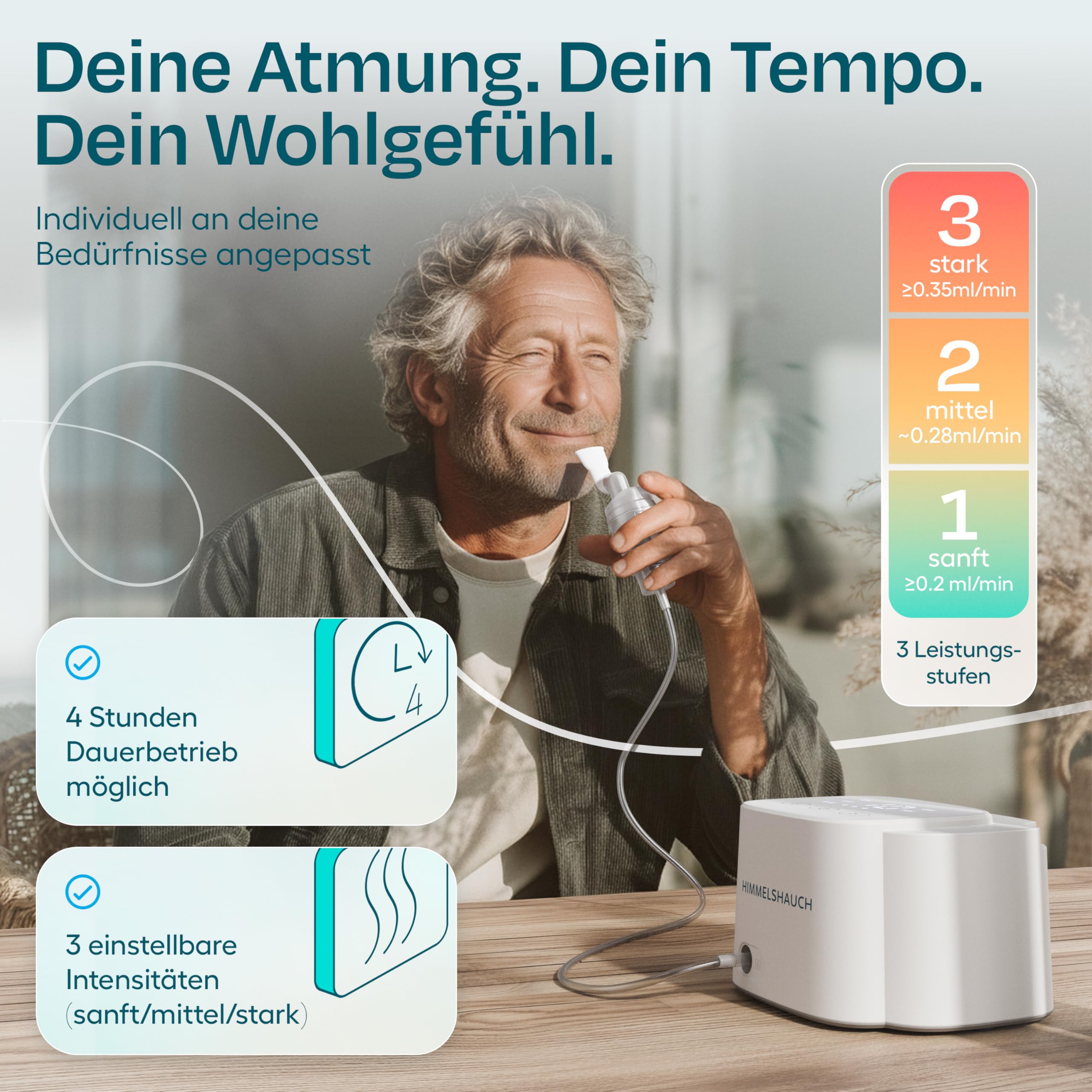 HIMMELSHAUCH MEDICAL Inhalationsgerät Kinder & Inhaliergerät für Erwachsene | Ultraleise Inhalation | Vernebler + Zubehör | Inhalator Baby | Elektrische Inhalatoren | Kochsalzlösung Inhalieren