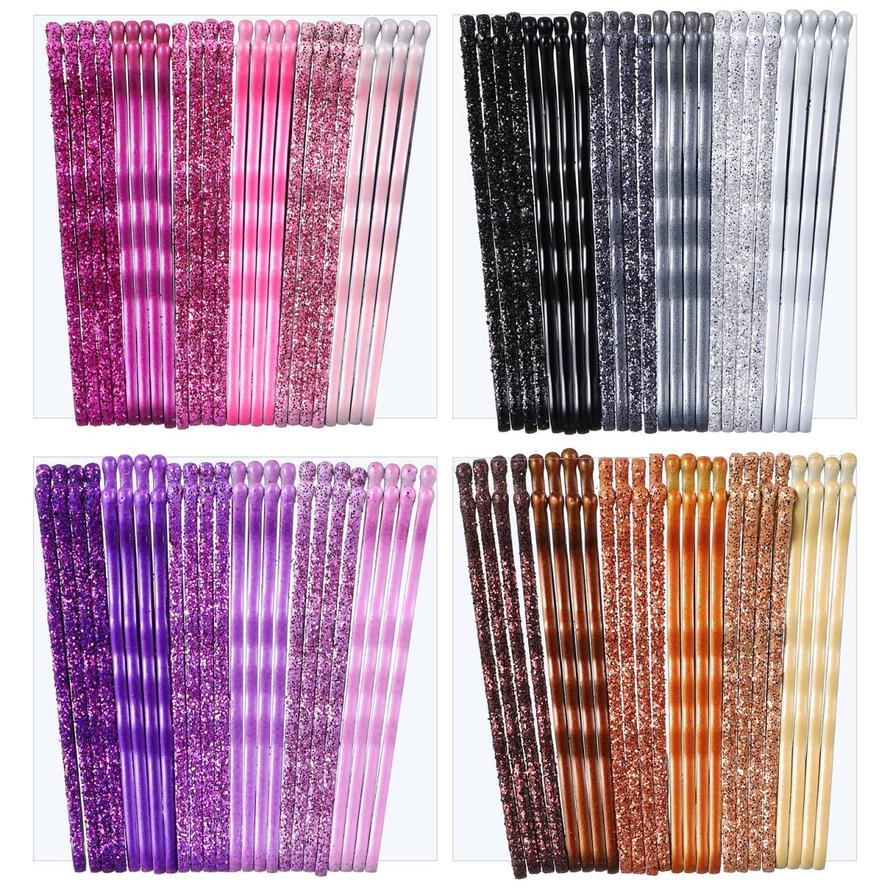 Lurrose 96pcs Glitter Hair Clips Metal Hairpins Stoving Varnish Styling Barrettes for Women Black for Occasions