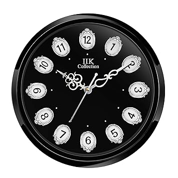 IIK COLLECTION Designer Analouge Sweep/Silky Silent (NO Tic-Tic Sound) Quartz Round Wall Clock with Glass for Home/Kitchen/Living Room/Bed Room/Office (IIK-405CS)