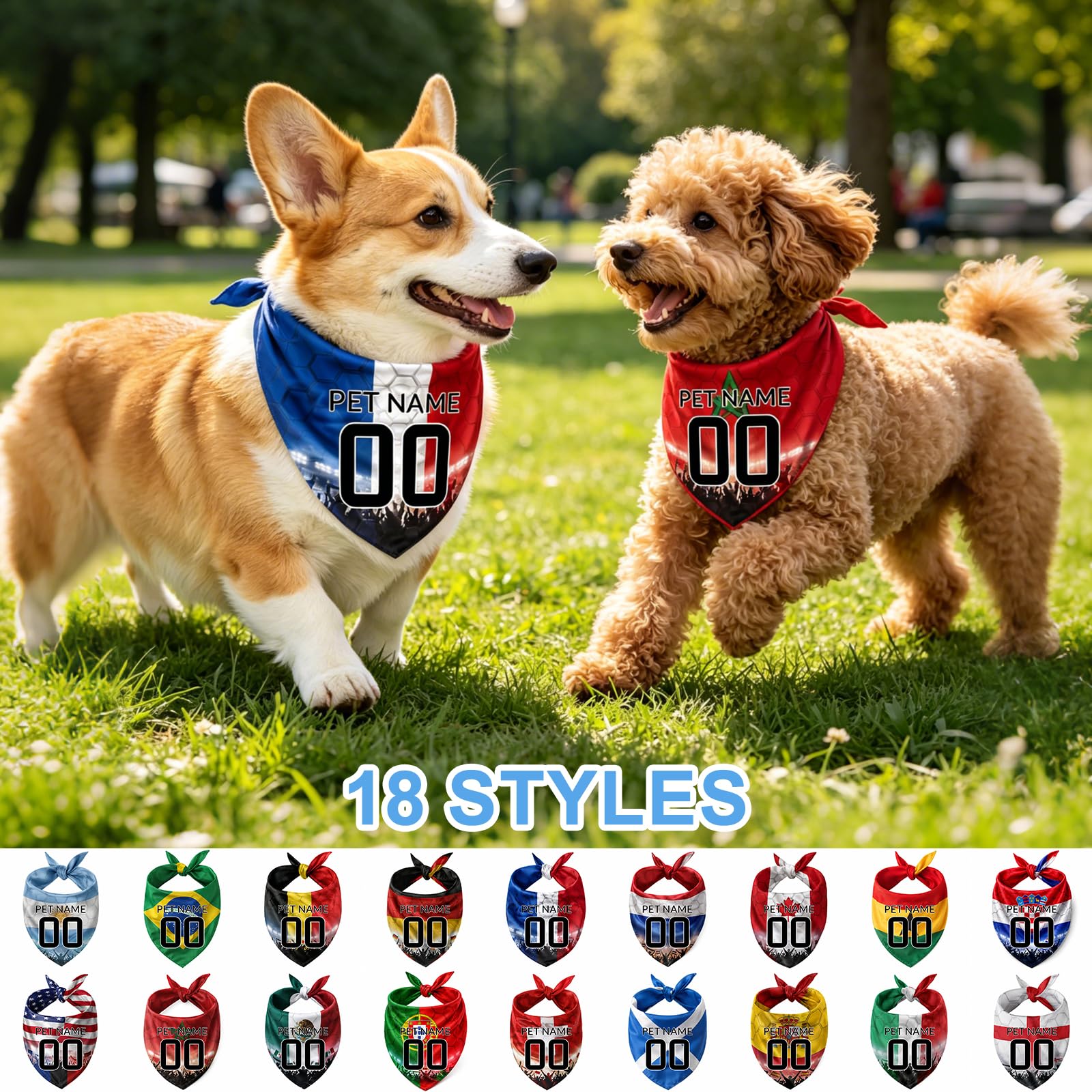 Bandana Personalizzata Per Cani Mondiali 2026, Bandana Calcio Con Nome E Numero, 18 Modelli Bandiere, Brasile