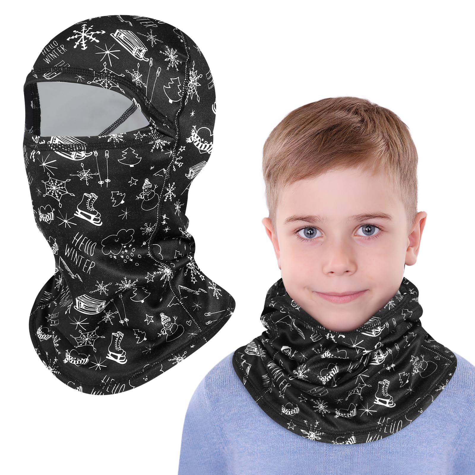 TAGVO Pasamontañas Térmico de Invierno Niños 4 a 12 Años, Multifuncional Cortavientos Máscara De Esquí Ciclismo Gorro con Forro Polar Bajo Casco Mascarilla para Niños Niñas Deportes al Aire Libre