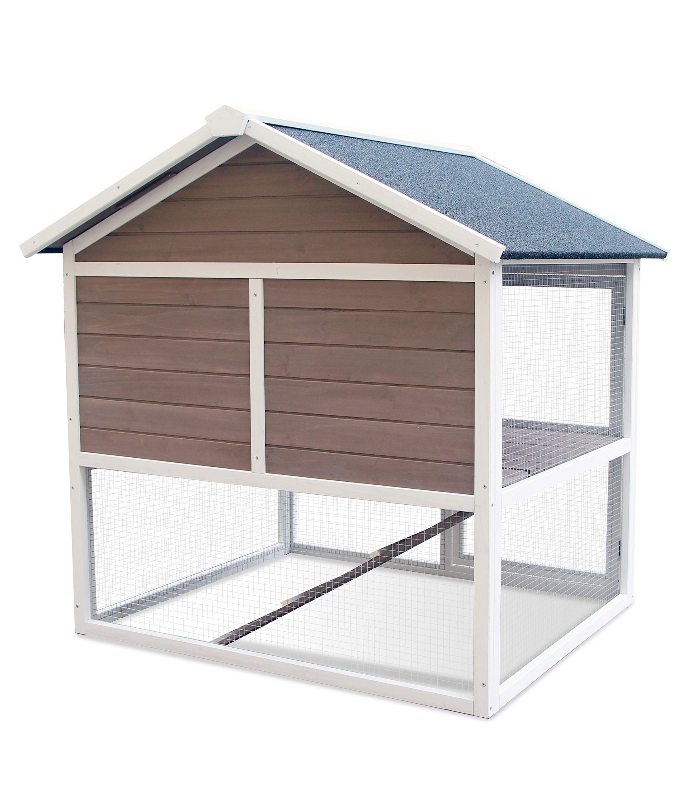 Dehner Nagerheim Happy Home Castel, ca. 108 x 103 x 106 cm, Tannenholz, weiß/hellbraun