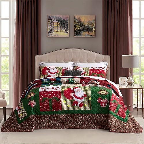 CHIXIN Juego de colcha de gran tamaño tamaño King  Funda de cama ligera  Acolchado ultrasónico  Colcha reversible de 4 piezas  Patrón de rosa