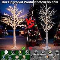 Vista 3 de Árbol de abedul iluminado inteligente de 6 pies con luces LED WW para decoración de Navidad, control de aplicación y botón, sincronización musical