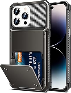TITACUTE for iPhone 14 Pro Max Case 6.7 Wallet 5 Credit Card Holder Slot Flip Cover Design Back Pocket Scratch Resistant Hard Shell Hybrid Protective Bumper Armor for iPhone 14 Pro Max Gunmetal Bronze