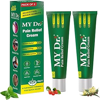 MY Dr. Pain Relief Cream 60g (50g + 10g Free) - Pack of 2 - Relieves Back Pain and Joint Pains - Non-Sticky, Stain-Free and Fast Absorption