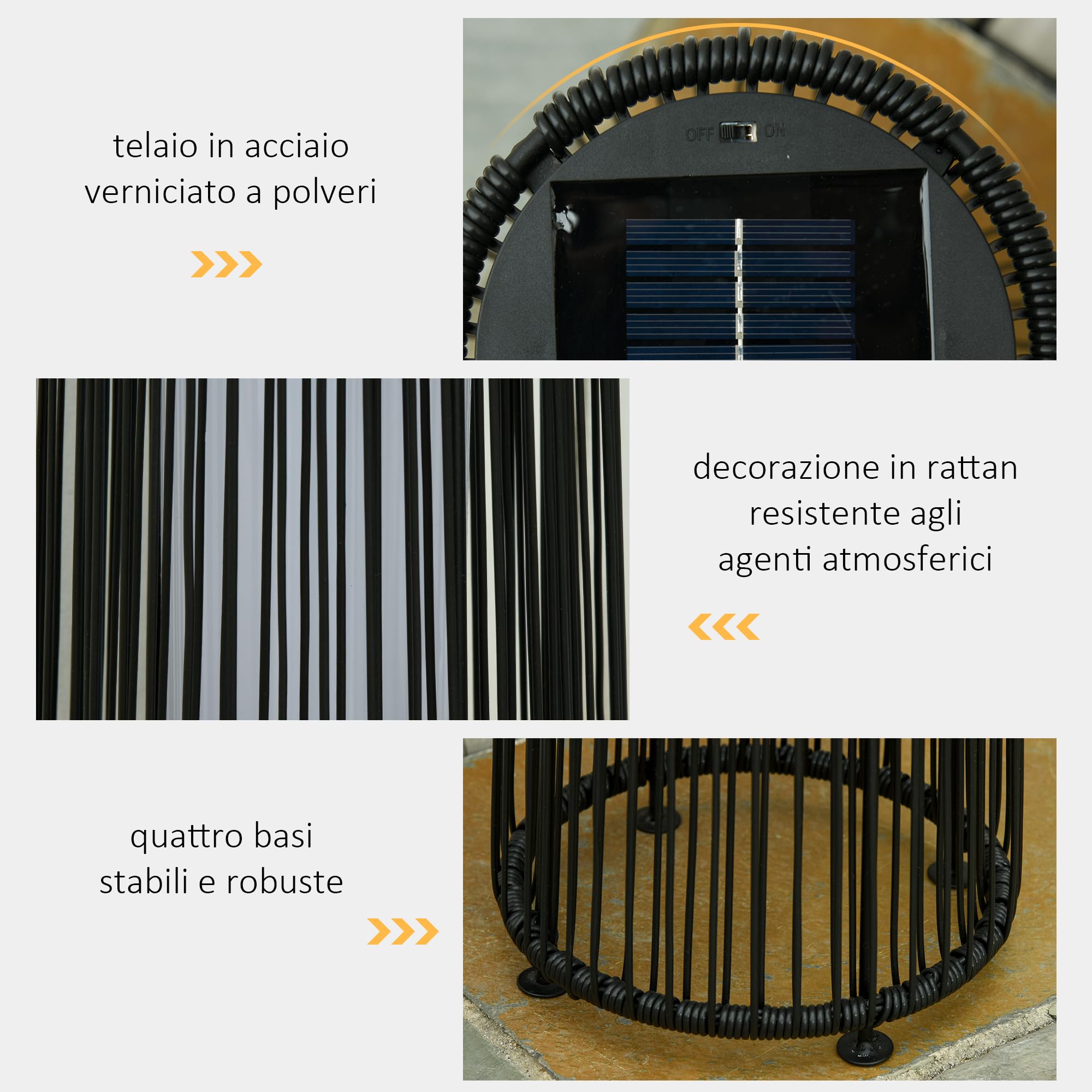 LANTERNA SOLARE IN PLASTICA Colore Nero KOOPMAN - Foto 11