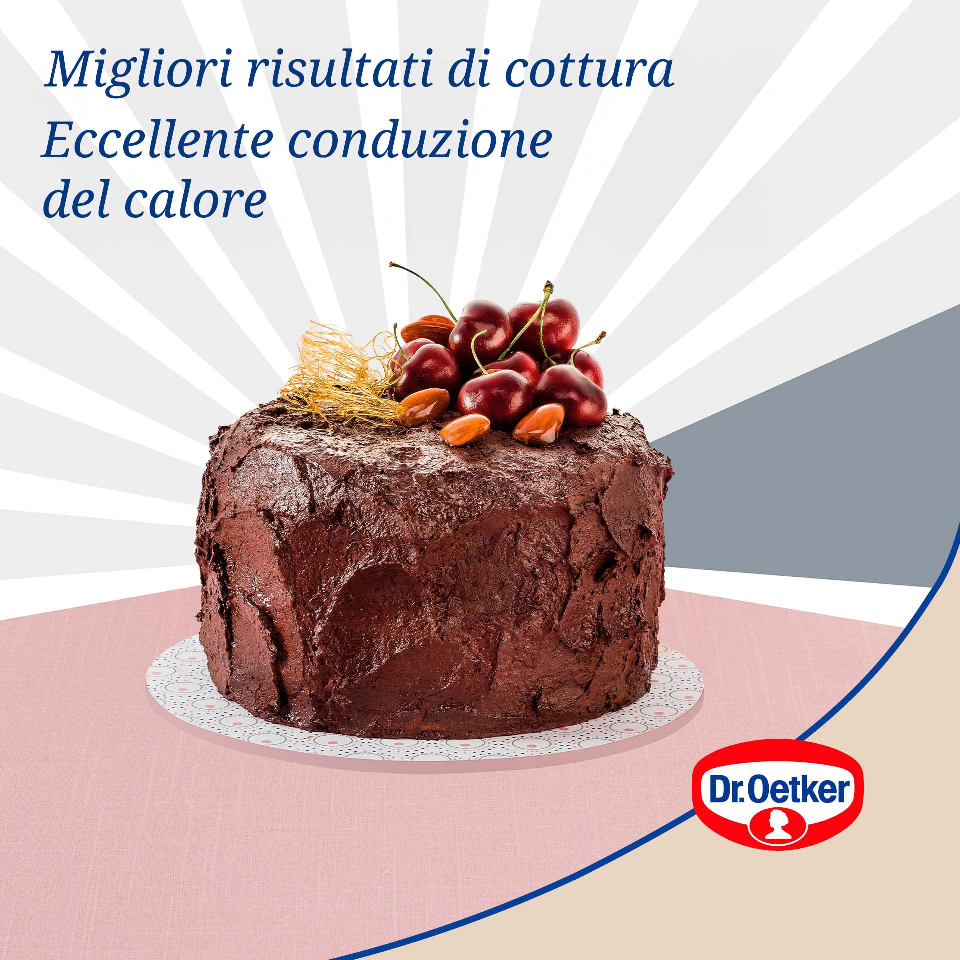 Dr.Oetker Stampo apribile in acciaio rivestito con ceramica rinforzata ø18cmx8, Linea Retrò, colore: rosa e panna, quantità: 1 pezzo