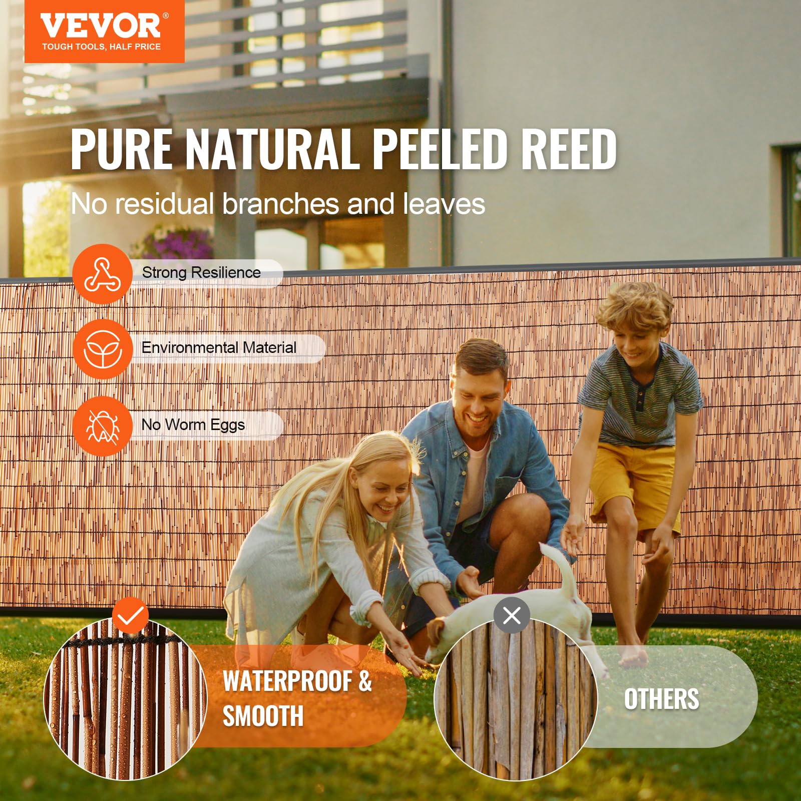 VEVOR Recinzione in Canniccio Naturale, 5 x 1,7 m, Schermo Privacy in Canniccio, Frangivista per Balcone, Frangivista Decorativo per Terrazza Esterna, Divisorio da Giardino, Paesaggistica, Marrone