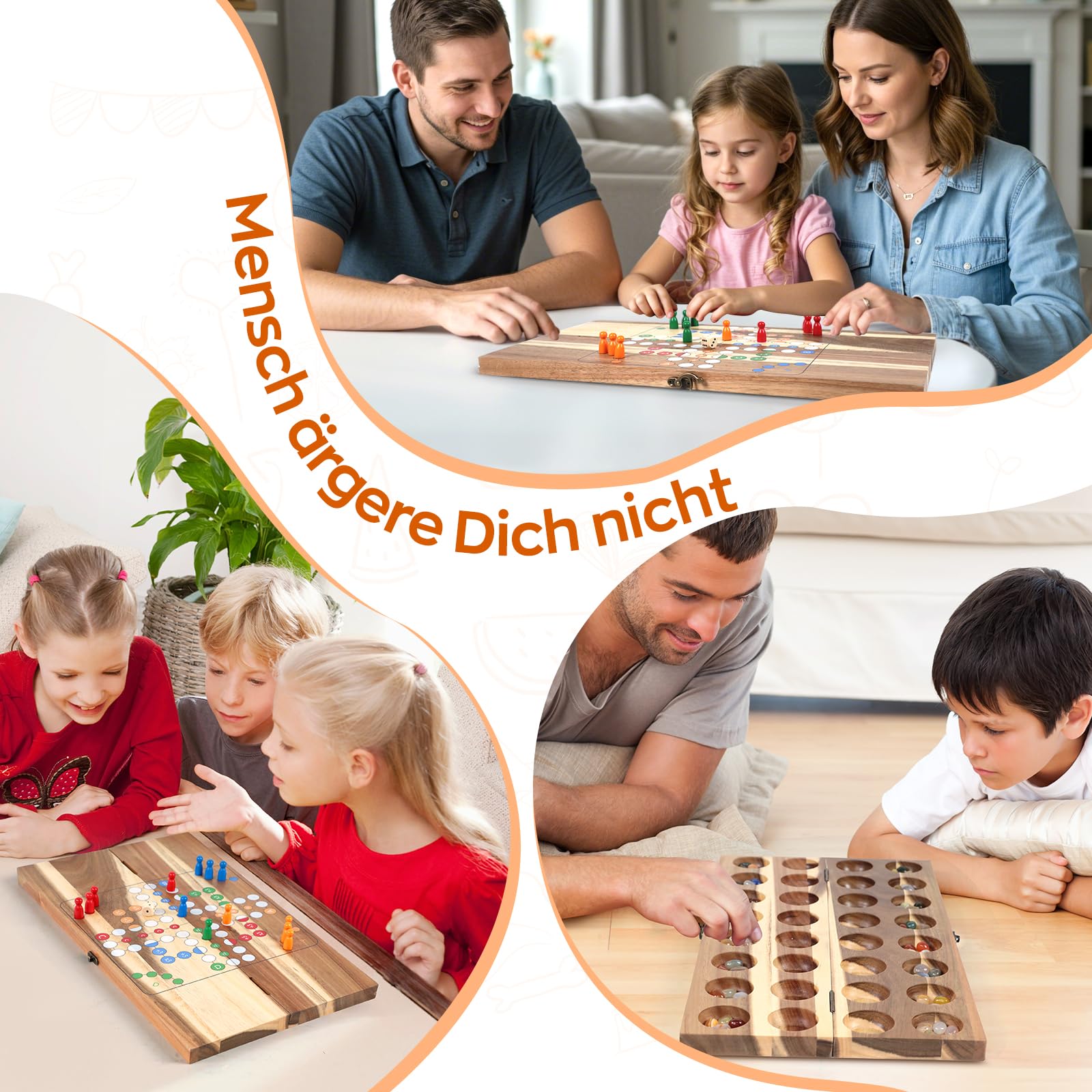 BORISI Mancala Kalaha Jeu de Société en Bois avec Pierres