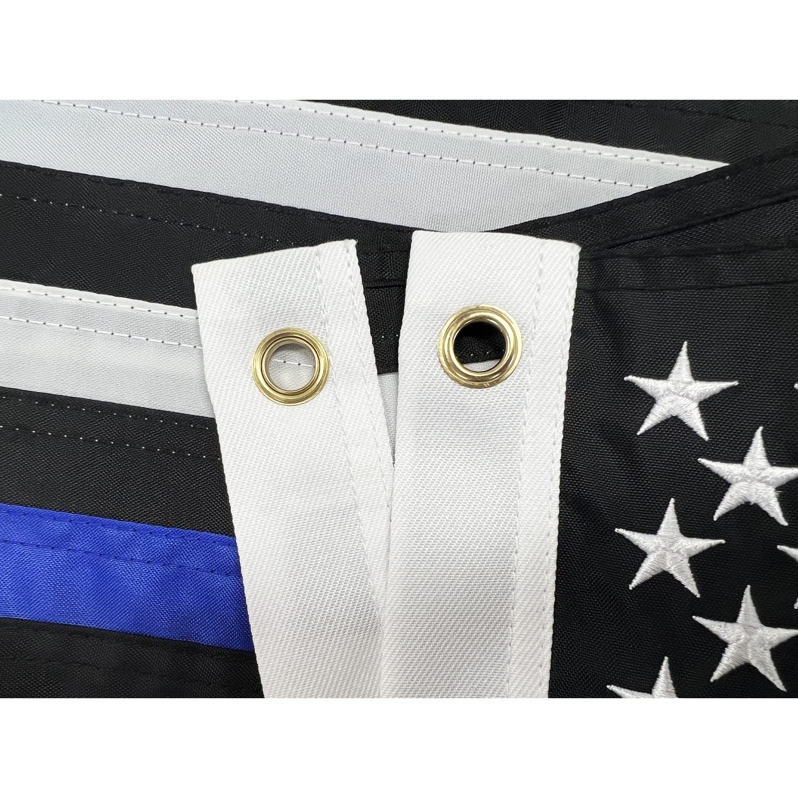 6X10 Embroidered USA Police Thin Blue Line 600D Nylon SYNTHETIC COTTON Flag