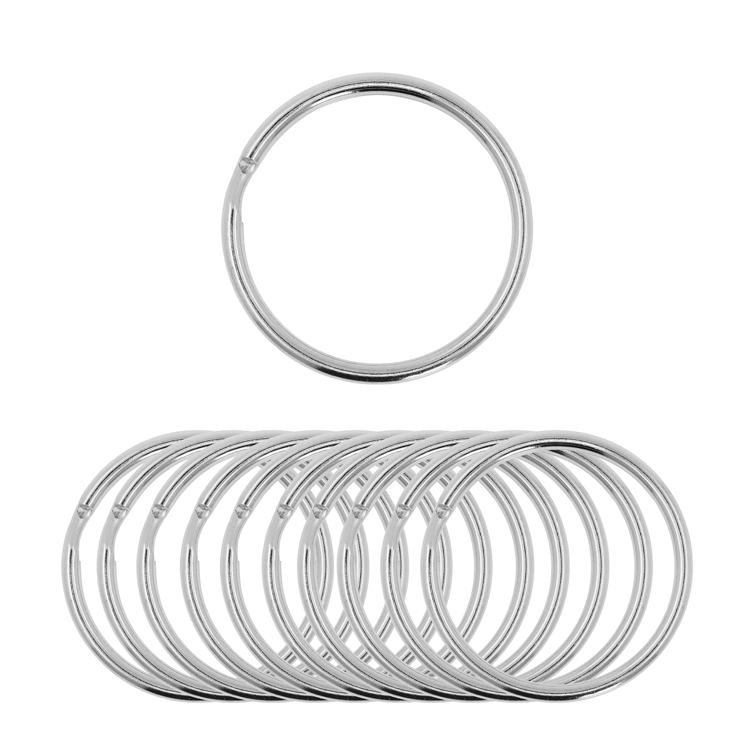 Mandala Crafts 1.25 Inch Metal Key Rings – 100 Bulk Pack Heavy Duty Rust-Resistant Silver Round Split Keychain Rings for Home, Office, and Car Keys,