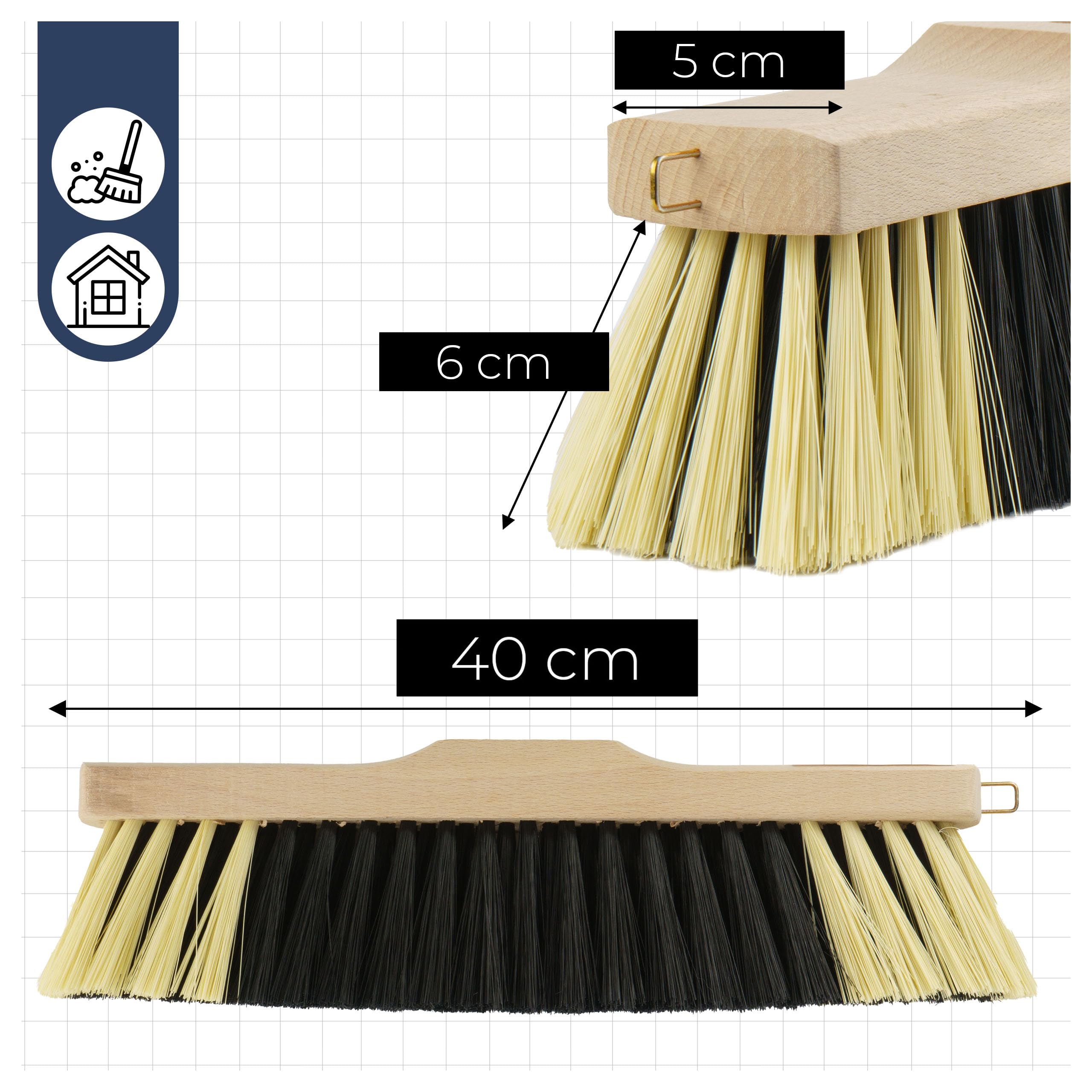 Miotła z Włosia PCV Głowica miotły 40cm Zamiatacz Szczotka do Każdej Powierzchni Oprawa Drewniana Miotła Bez Kija Otwór 1,5cm Odporny na Zniekształcenia i Warunki Atmosferyczne Materiał