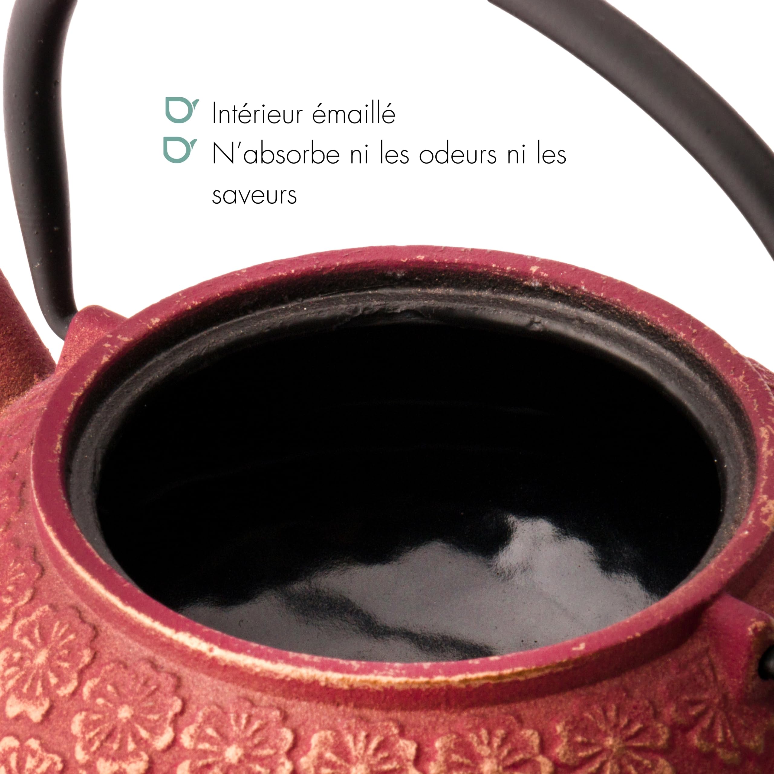 Bredemeijer Theiere Avec Infuseur Thé, Shanghai 0,6L, 2 Tasses - Rose/Or | Théière avec Infuseur en Fonte Isotherme, Intérieur Émaillé, Coffret Cadeau pour Amateur de Thé