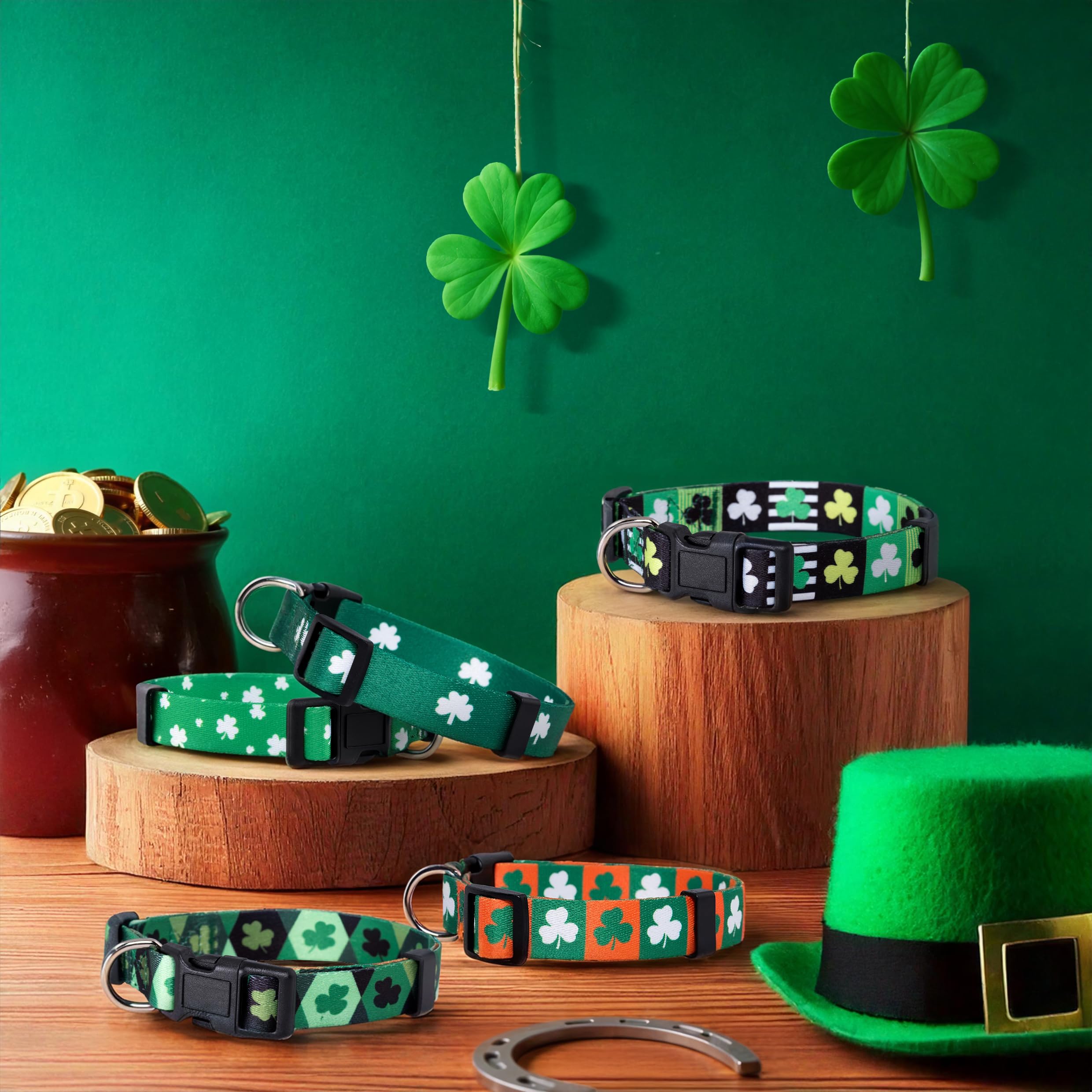 ARING PET St. Patrick's Day Hundehalsband – Verstellbar, Kleeblatt-Design, Baumwolle, Mit Schnellverschluss