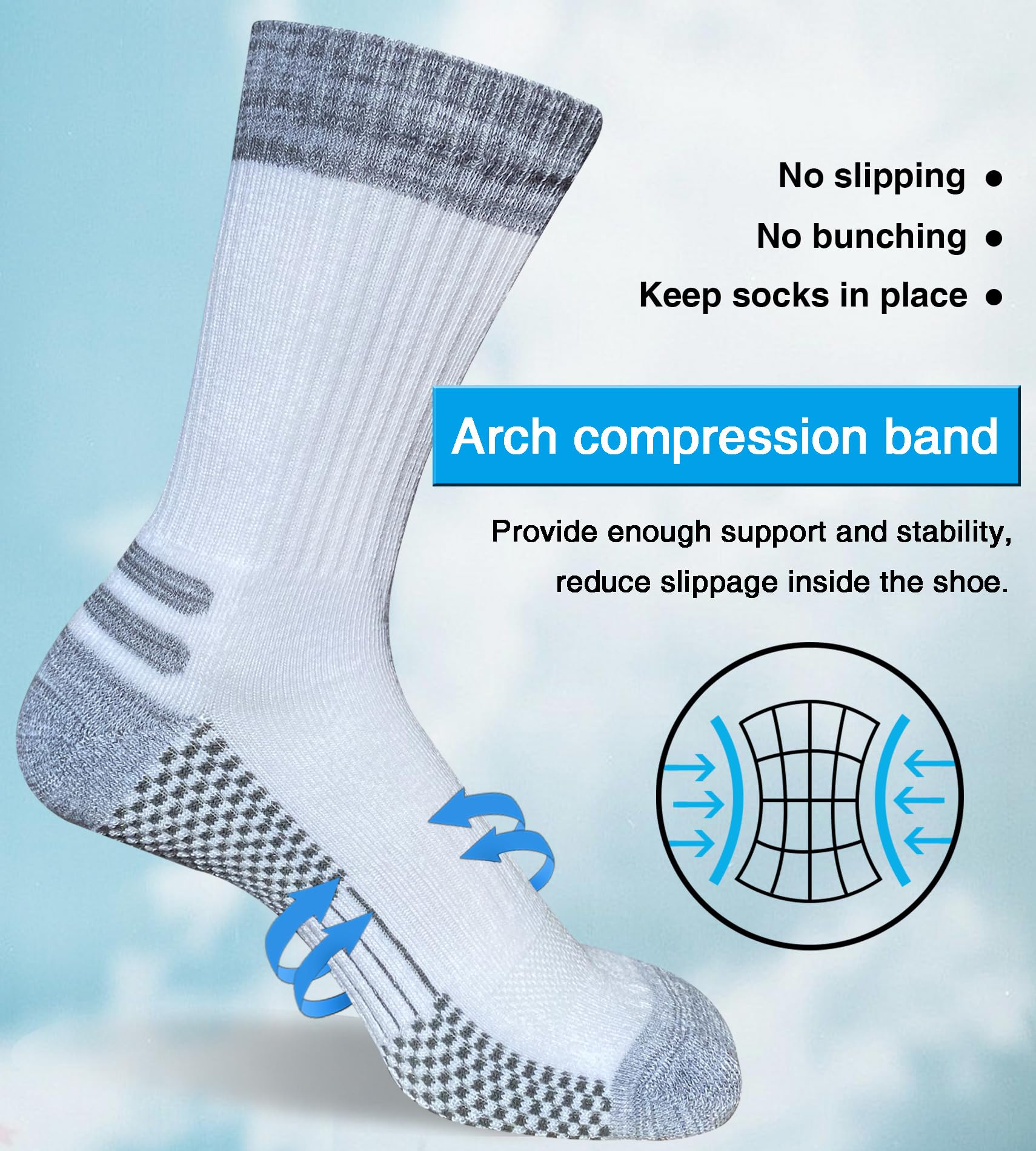 suaskk Calcetines de trabajo para hombre, gruesos, acolchados, absorben la humedad, calcetines de senderismo, 4 pares